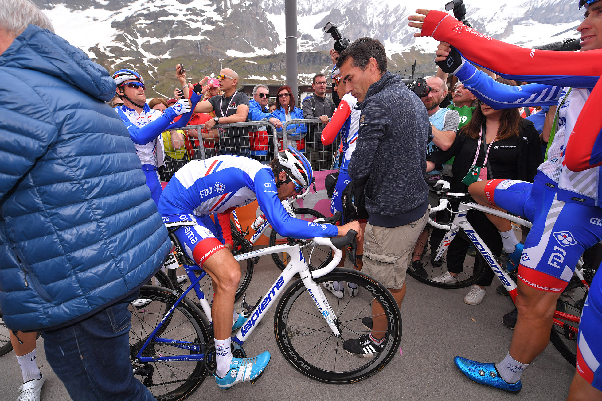 CERVINIA, ITALY - MAY 26: Arrival / Thibaut Pinot of France and Team Groupama-FDJ / Disappointment / during the 101st Tour of Italy 2018, Stage 20 a 214km stage from Susa to Cervinia 2001m / Giro d'Italia / on May 26, 2018 in Cervinia, Italy. (Photo by Tim de Waele/Getty Images)