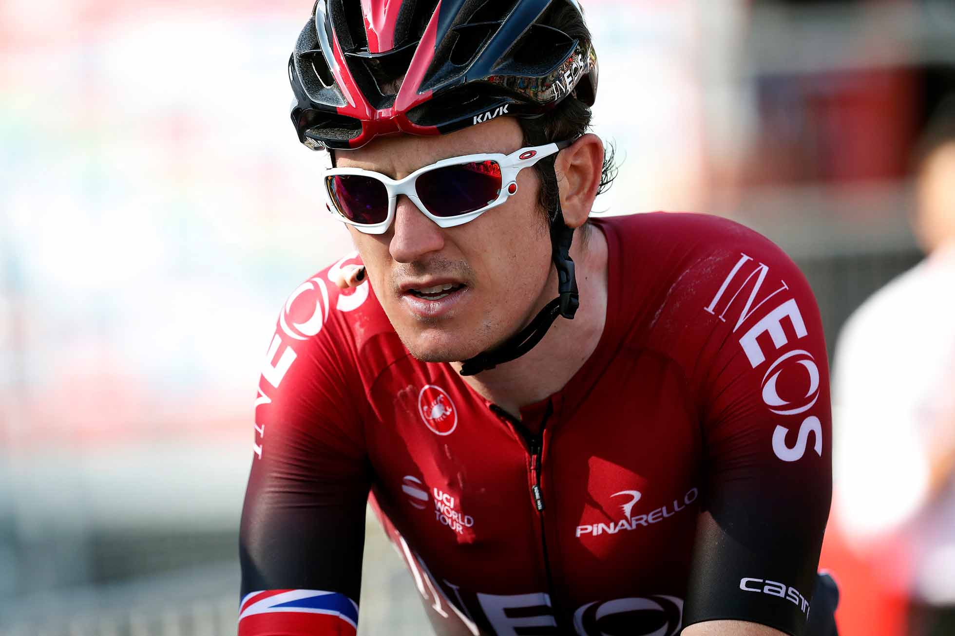 GÖTTINGEN, GERMANY - AUGUST 30: Arrival / Geraint Thomas of United Kingdom and Team INEOS / during the 34th Deutschland Tour 2019, Stage 2 a 202km stage from Marburg to Göttingen / @DeineTour / #DeutschlandTour / on August 30, 2019 in Göttingen, Germany. (Photo by Bas Czerwinski/Getty Images)