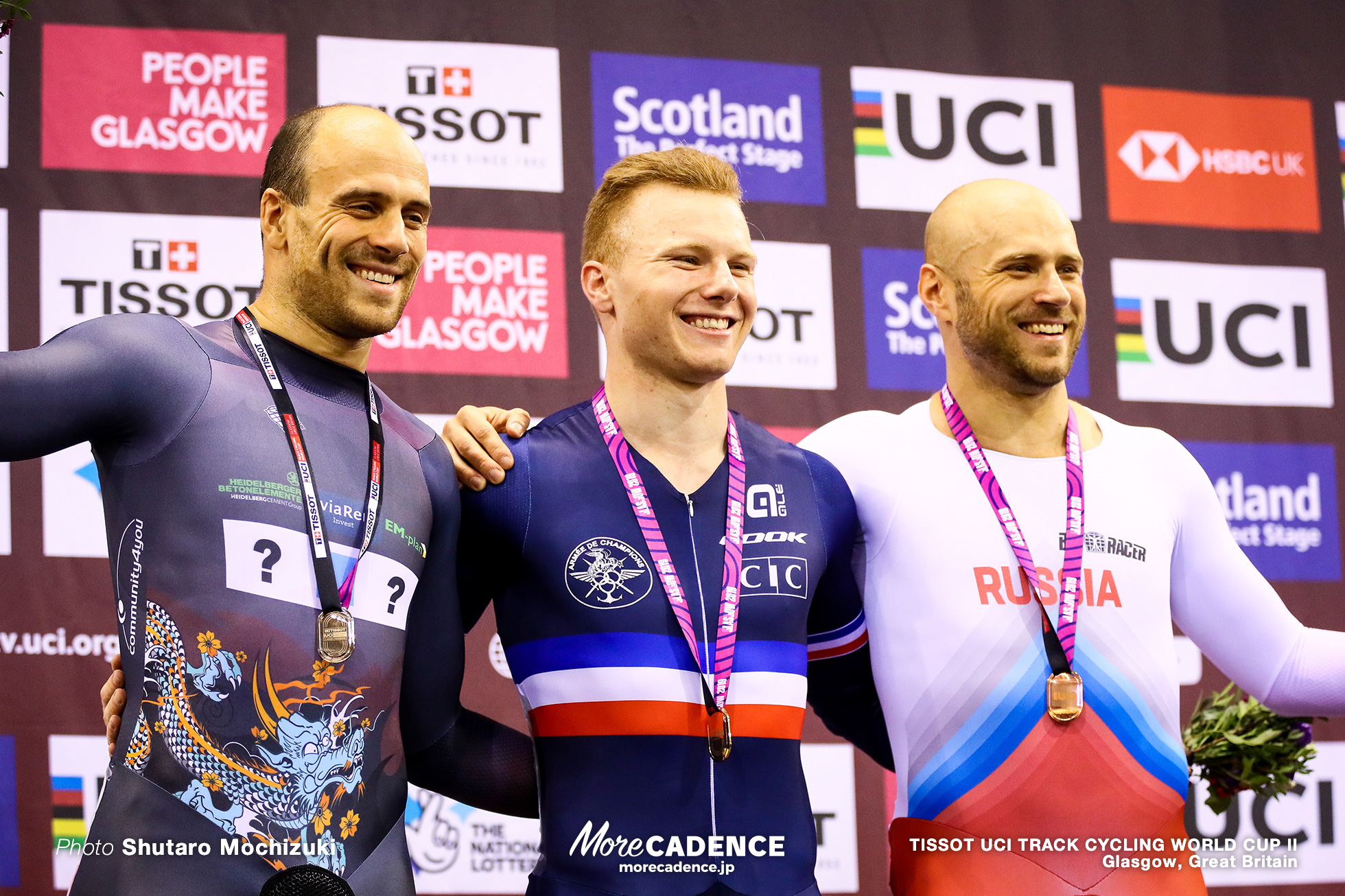 Final / Men's Keirin / TISSOT UCI TRACK CYCLING WORLD CUP II, Glasgow, Great Britain, Sébastien VIGIER セバスチャン・ビジエ Maximilian LEVY マキリミリアン・レビ Denis Dmitriev デニス・ドミトリエフ