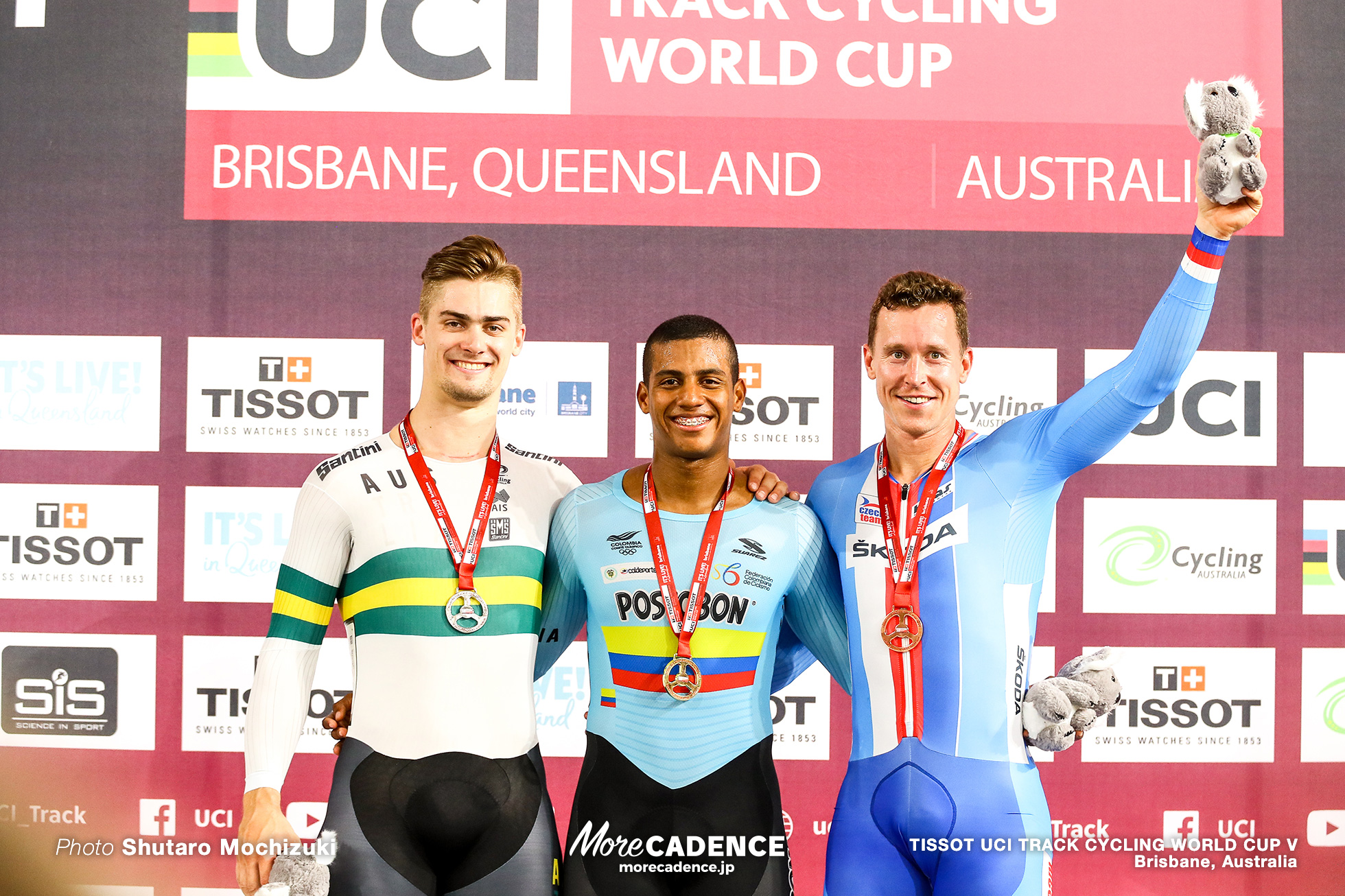 Final / Men's Keirin / TISSOT UCI TRACK CYCLING WORLD CUP V, Brisbane, Australia, Kevin Santiago QUINTERO CHAVARRO ケビン・キンテロ Matthew GLAETZER マシュー・グレーツァー Tomas BABEK トマシュ・バベク