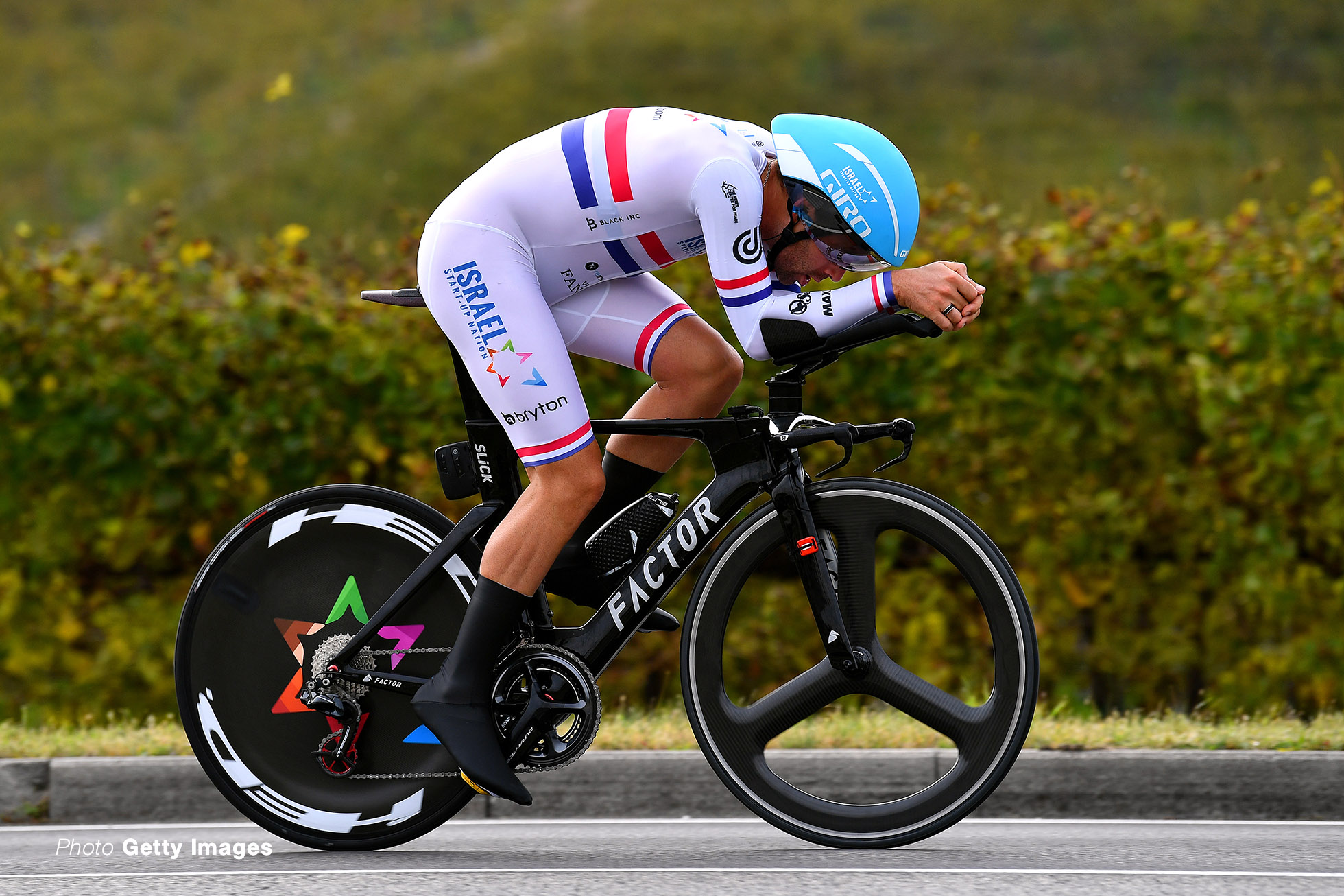 VALDOBBIADENE, ITALY - OCTOBER 17: Alex Dowsett of The United Kingdom and Team Israel Start-Up Nation / during the 103rd Giro d'Italia 2020, Stage 14 a 34,1km individual Time Trial from Conegliano to Valdobbiadene 254m / ITT / @girodiitalia / #Giro / on October 17, 2020 in Valdobbiadene, Italy. (Photo by Stuart Franklin/Getty Images,)