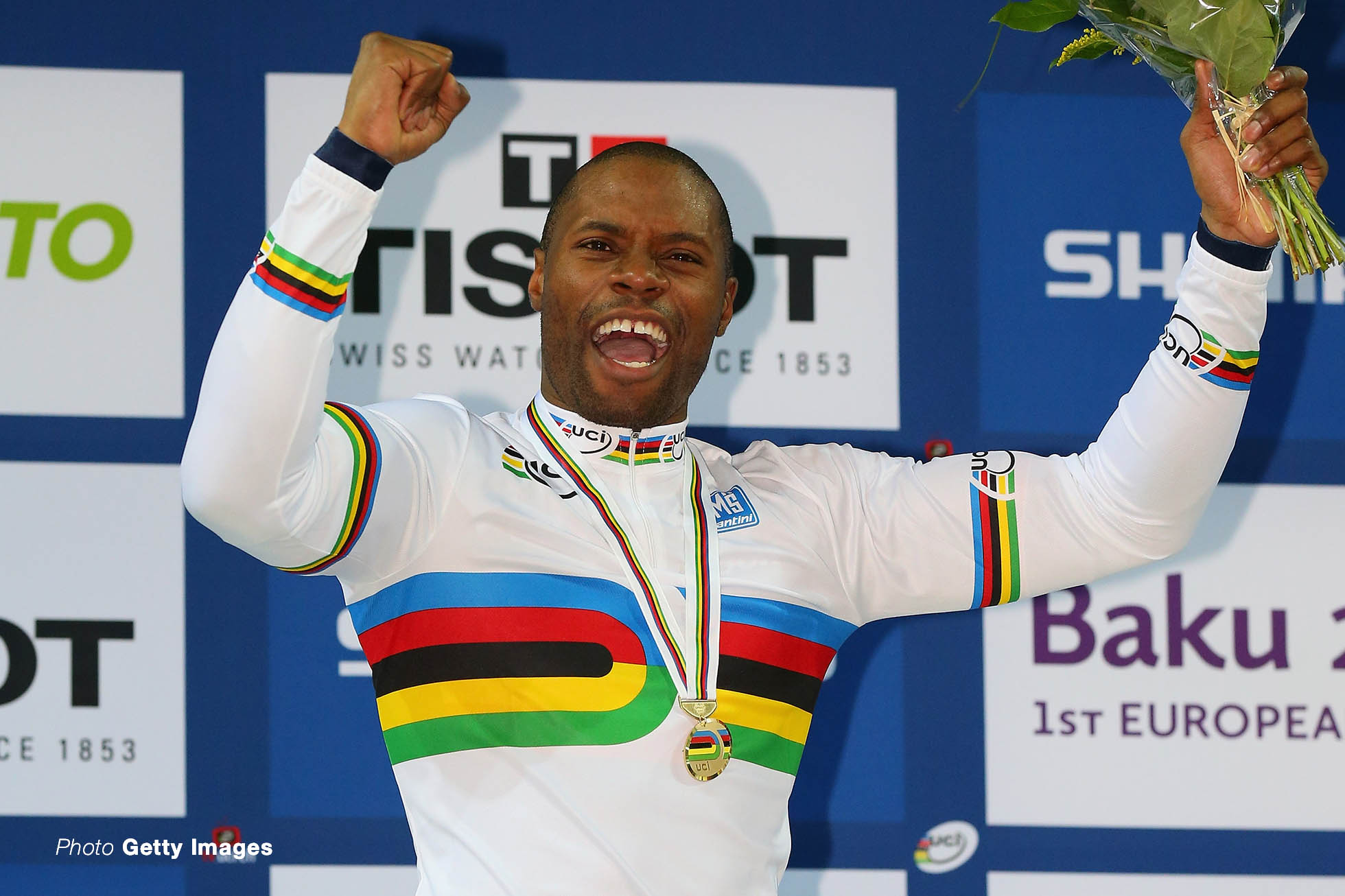 PARIS, FRANCE - FEBRUARY 22: Gregory Bauge of France wins the gold medal in the Men's Sprint Final during Day Five of the UCI Track Cycling World Championships at the National Velodrome on February 22, 2015 in Paris, France. (Photo by Alex Livesey/Getty Images)