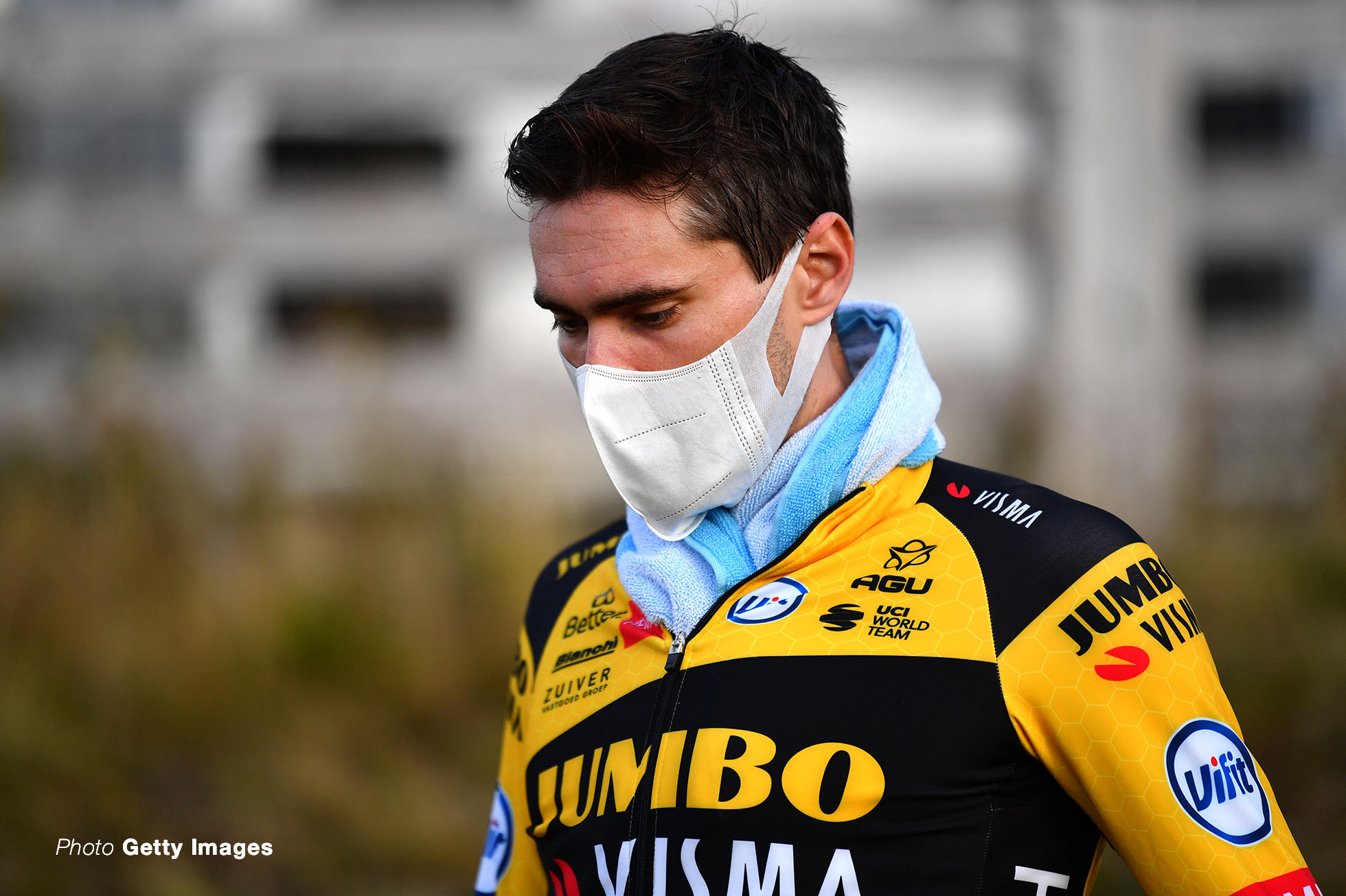 LA PLANCHE, FRANCE - SEPTEMBER 19: Tom Dumoulin of The Netherlands and Team Jumbo - Visma / Mask / 222during the 107th Tour de France 2020, Stage 20 a 36,2km Individual Time Trial stage from Lure to La Planche Des Belles Filles 1035m / ITT / #TDF2020 / @LeTour / on September 19, 2020 in La Planche, France. (Photo by Stuart Franklin/Getty Images,)