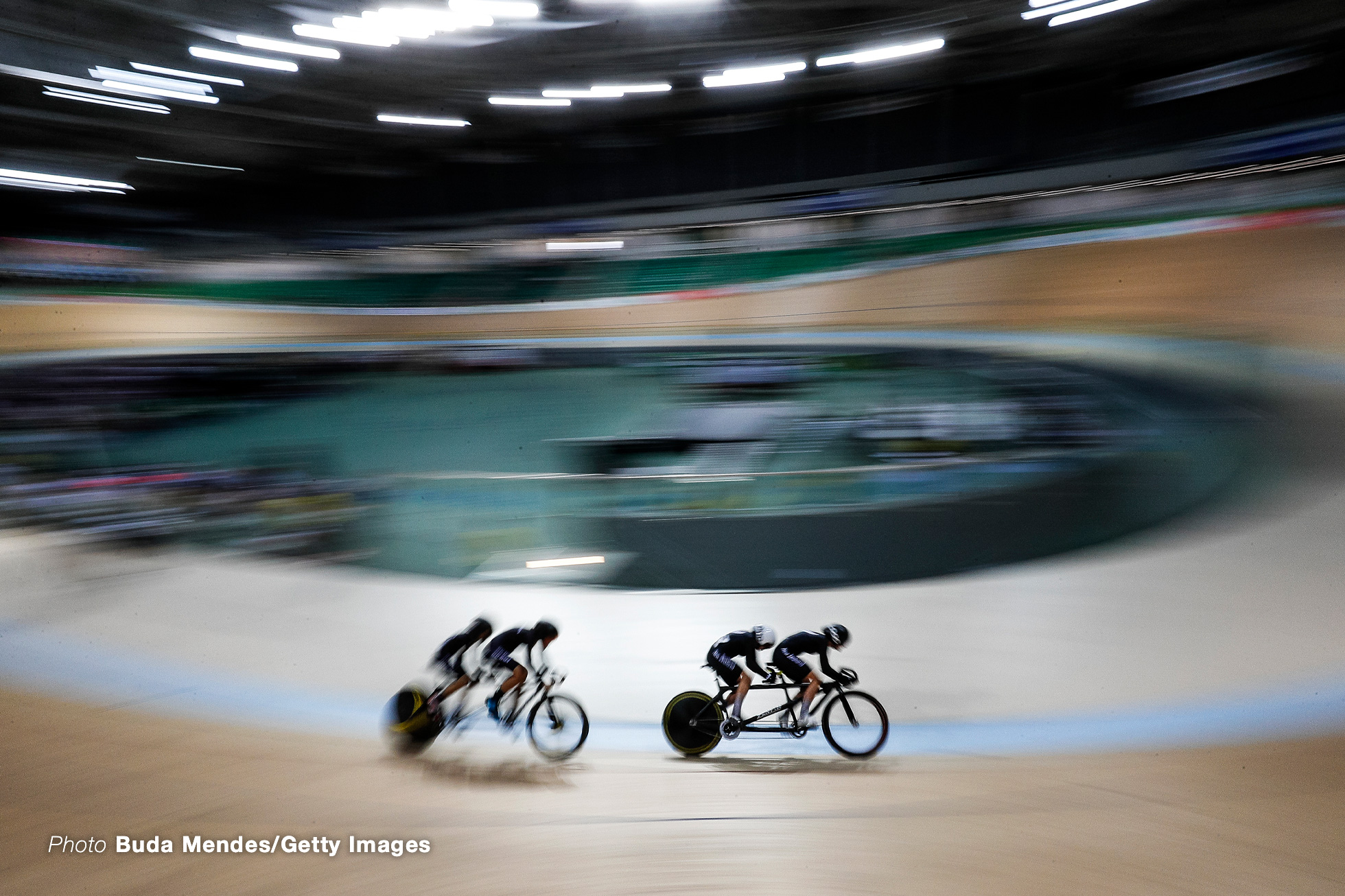 RIO DE JANEIRO, BRAZIL - MARCH 25: Hannah Pascoe and Nina Wollaston of New Zealand compete against Azila Syafinaz Mood Zais and Noraidillina J Sam of Malaysia in the Women's Sprint on day 04 of the Paracycling World Championships at Rio Olympic Velodrome on March 25, 2018 in Rio de Janeiro, Brazil. (Photo by Buda Mendes/Getty Images)