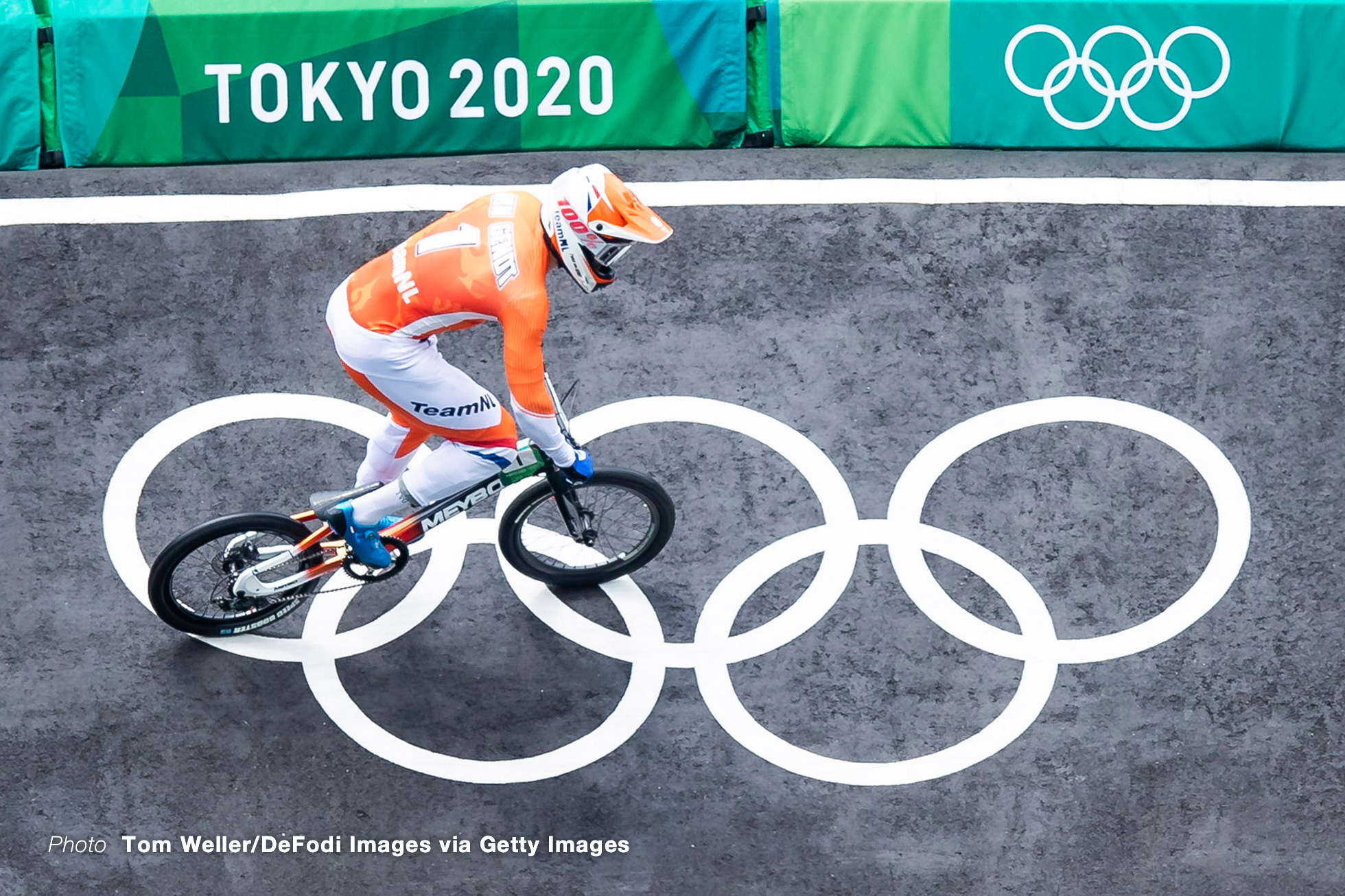 TOKYO, JAPAN - JULY 30: (BILD ZEITUNG OUT) Twan Van Gendt of Netherlands compete during the Men's BMX Racing Run on day seven of the Tokyo 2020 Olympic Games at Ariake Urban Sports Park on July 30, 2021 in Tokyo, Japan. (Photo by Tom Weller/DeFodi Images via Getty Images)