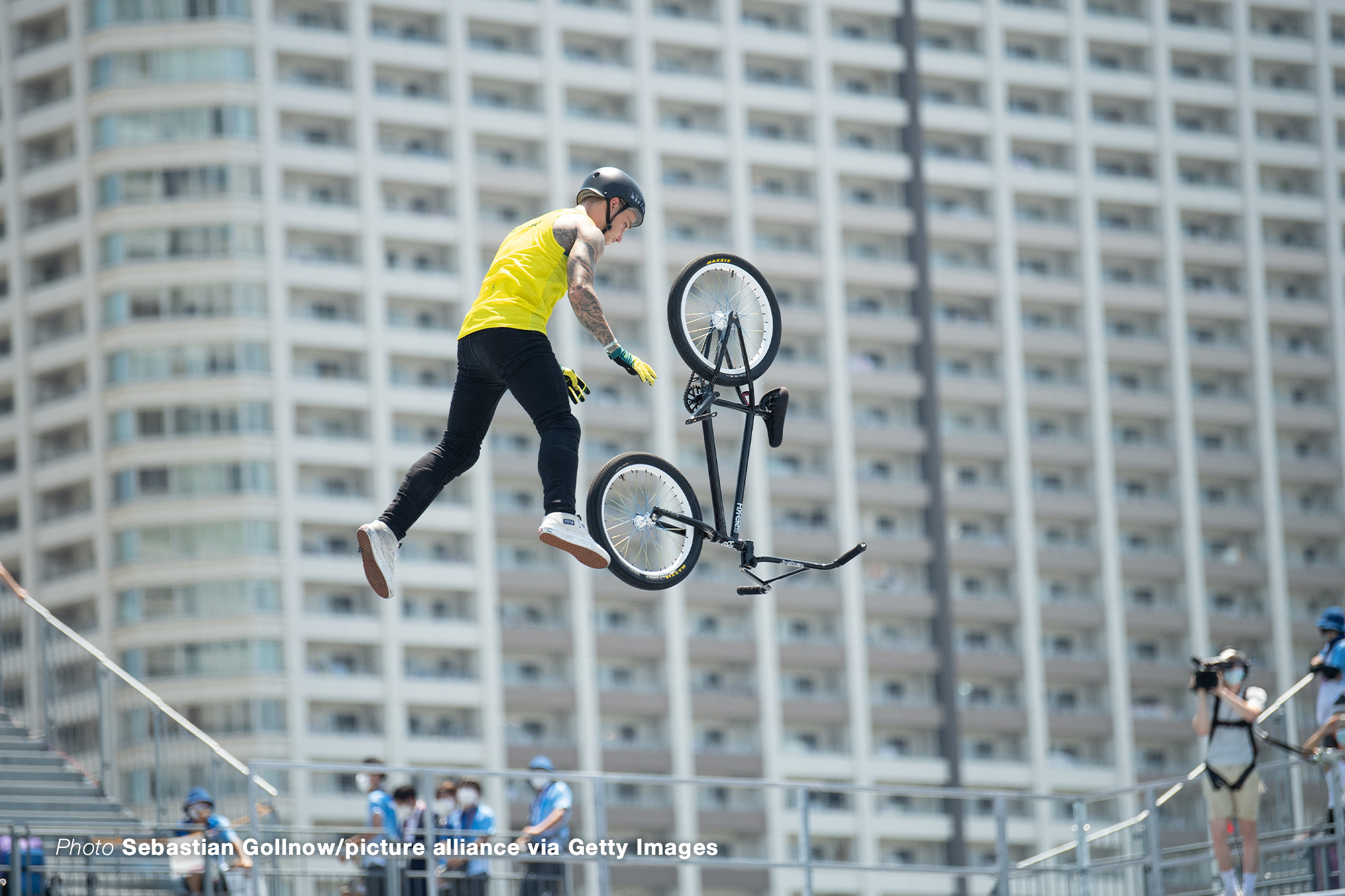 01 August 2021, Japan, Tokio: Cycling/BMX: Olympia: Freestyle, Men, Final: Martin Logan from Australia in action. Photo: Sebastian Gollnow/dpa (Photo by Sebastian Gollnow/picture alliance via Getty Images)