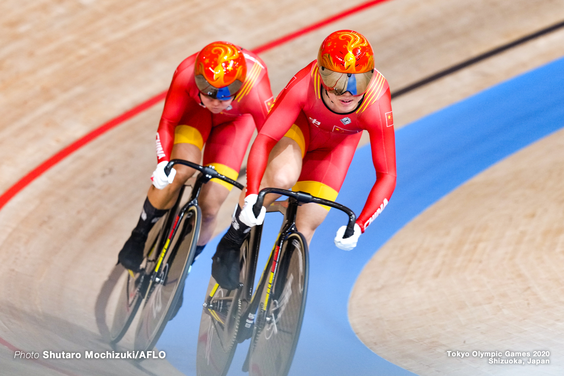 鮑珊菊 バオ・シャンジュー Bao Shanju (CHN), 鍾天使 ゾン・ティエンシー Zhong Tianshi (CHN), Women's Team Sprint Qualifying AUGUST 2, 2021 - Cycling : during the Tokyo 2020 Olympic Games at the Izu Velodrome in Shizuoka, Japan. (Photo by Shutaro Mochizuki/AFLO)