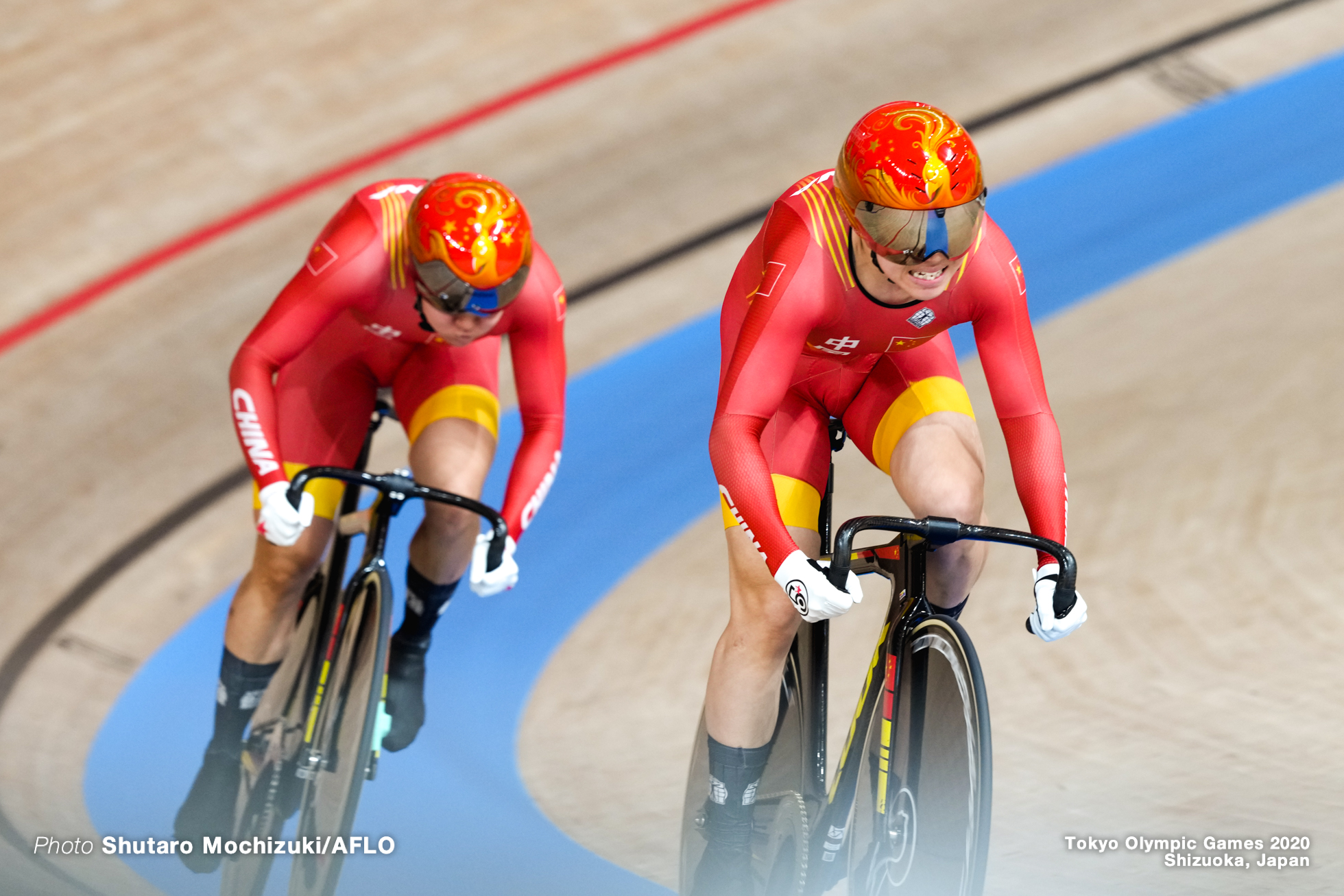 鮑珊菊 バオ・シャンジュー Bao Shanju (CHN), 鍾天使 ゾン・ティエンシー Zhong Tianshi (CHN), Women's Team Sprint Qualifying AUGUST 2, 2021 - Cycling : during the Tokyo 2020 Olympic Games at the Izu Velodrome in Shizuoka, Japan. (Photo by Shutaro Mochizuki/AFLO)