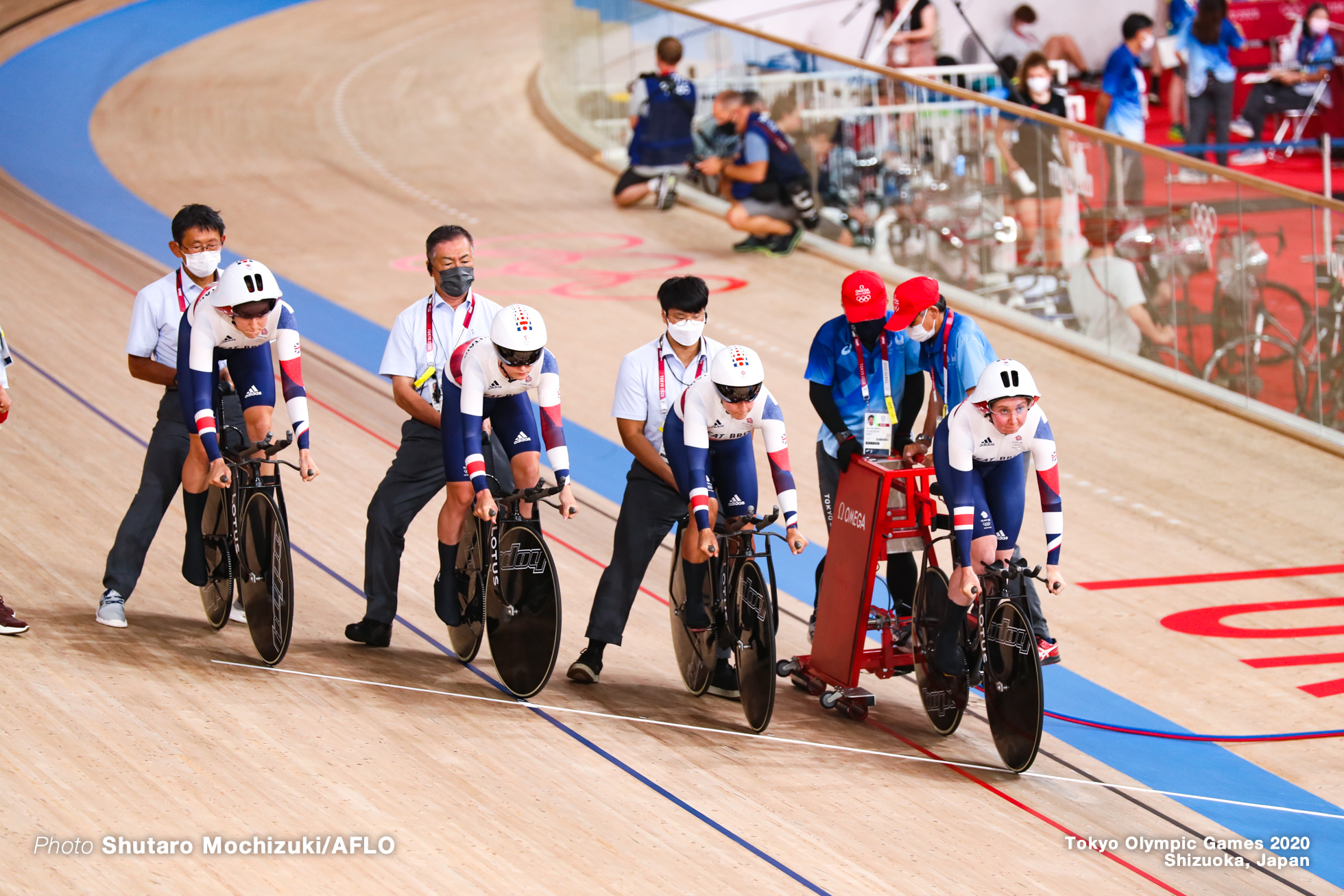 ケイティ・アーチボルド Katie Archibald (GBR), ローラ・ケニー Laura Kenny (GBR), ネア・エバンス Neah Evans (GBR), ジョシー・ナイト Josie Knight (GBR), Women's Team Pursuit 1st Round AUGUST 3, 2021 - Cycling : during the Tokyo 2020 Olympic Games at the Izu Velodrome in Shizuoka, Japan. (Photo by Shutaro Mochizuki/AFLO)