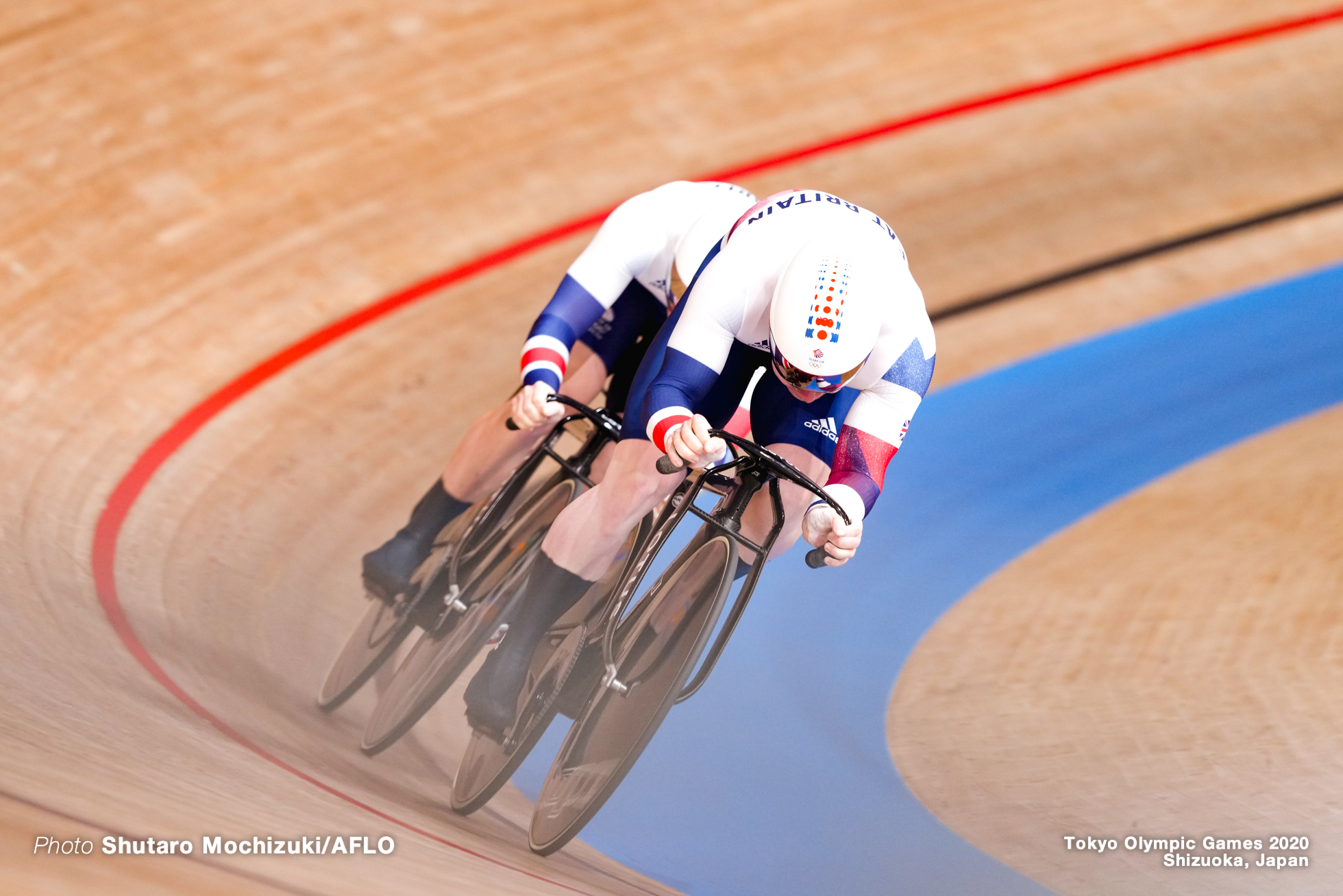 ジャック・カーリン Jack Carlin (GBR), ジェイソン・ケニー Jason Kenny (GBR), Men's Team Sprint Qualifying AUGUST 3, 2021 - Cycling : during the Tokyo 2020 Olympic Games at the Izu Velodrome in Shizuoka, Japan. (Photo by Shutaro Mochizuki/AFLO)