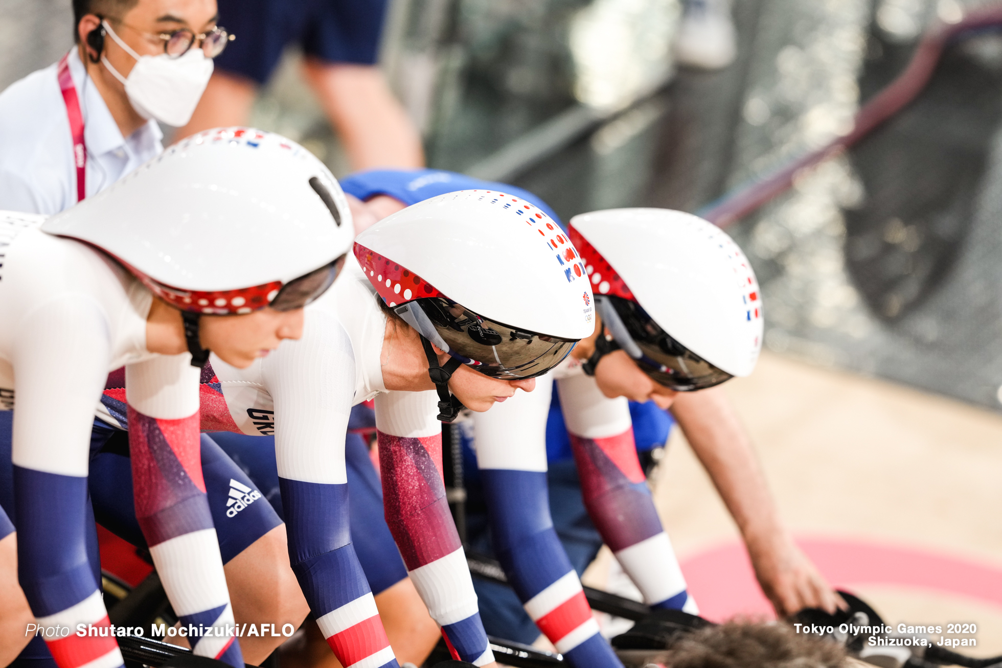 ローラ・ケニー Laura Kenny (GBR), ネア・エバンズ Neah Evans (GBR), ジョジー・ナイト Josie Knight (GBR), Women's Team Pursuit Final AUGUST 3, 2021 - Cycling : during the Tokyo 2020 Olympic Games at the Izu Velodrome in Shizuoka, Japan. (Photo by Shutaro Mochizuki/AFLO)