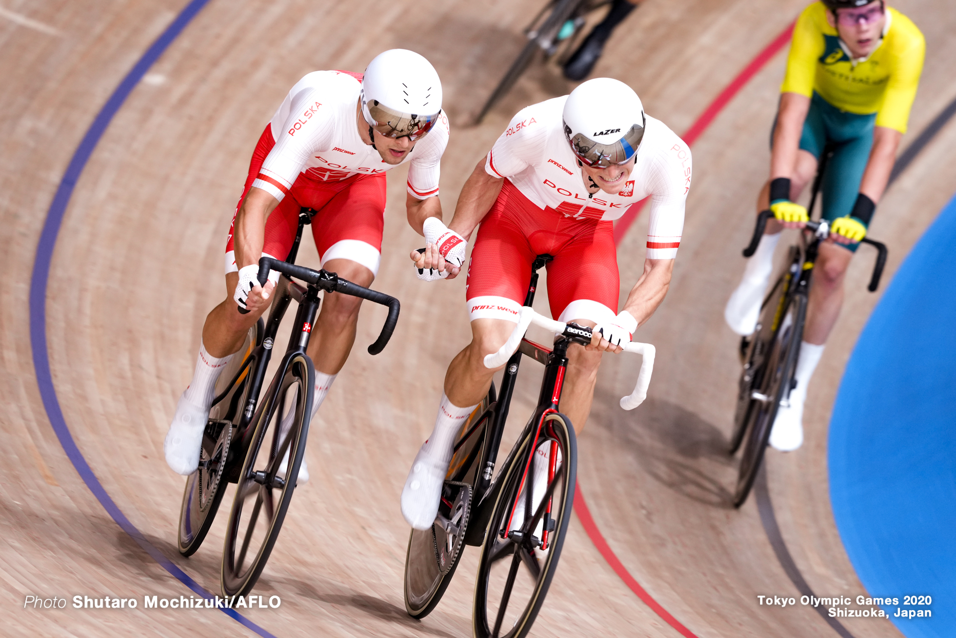 サイモン・サユノク Szymon Sajnok (POL), ダニエル・スタニスエフス Daniel Staniszewski (POL), Men's Madison AUGUST 7, 2021 - Cycling : during the Tokyo 2020 Olympic Games at the Izu Velodrome in Shizuoka, Japan. (Photo by Shutaro Mochizuki/AFLO)