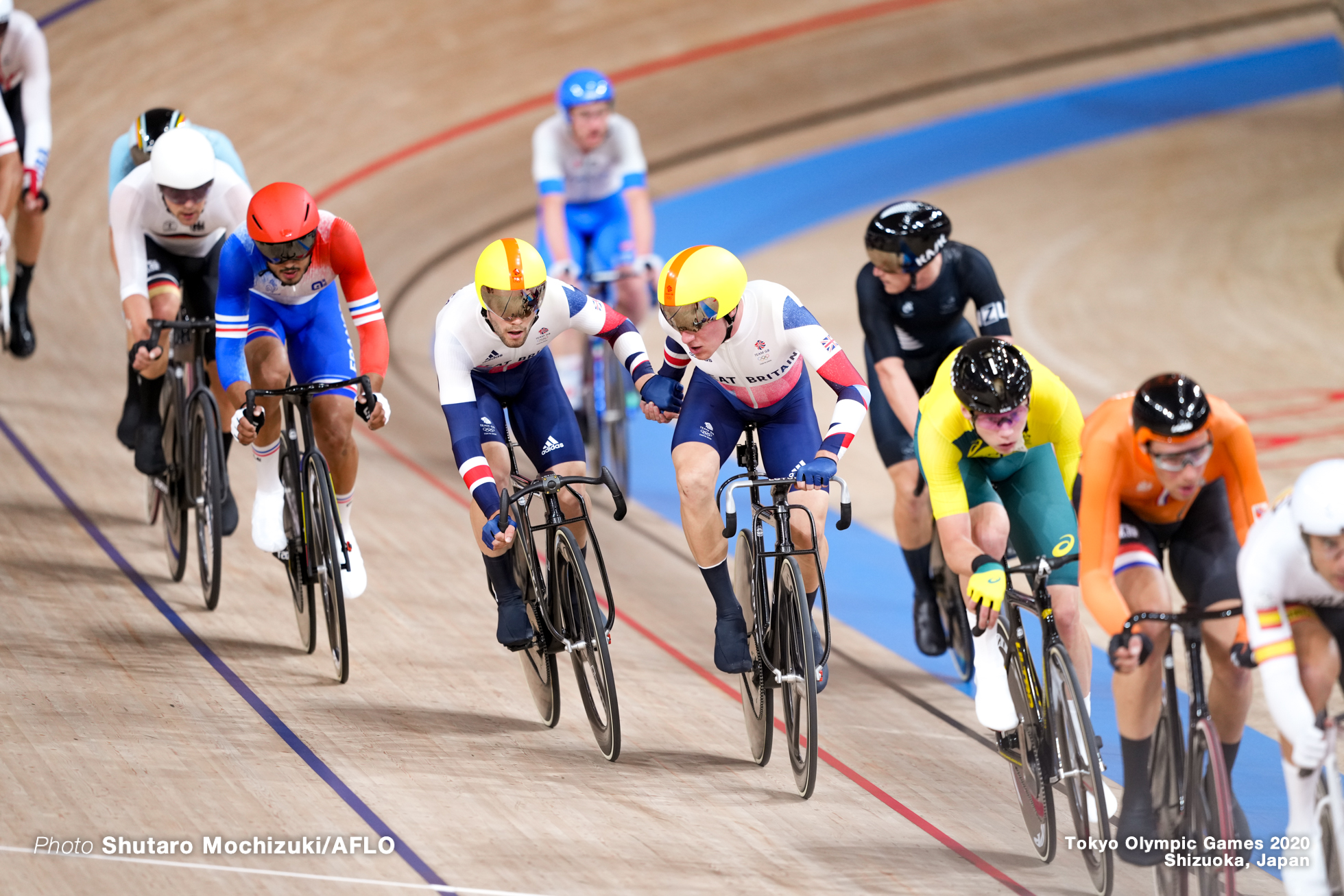 イーサン・ハイター Ethan Hayter (GBR), マシュー・ウォールズ Matthew Walls (GBR), Men's Madison AUGUST 7, 2021 - Cycling : during the Tokyo 2020 Olympic Games at the Izu Velodrome in Shizuoka, Japan. (Photo by Shutaro Mochizuki/AFLO)