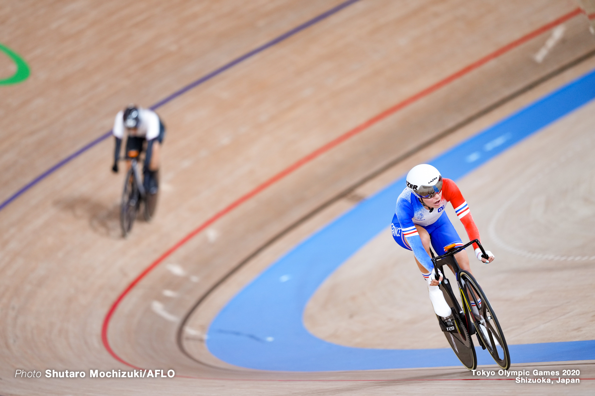 クララ・コッポニ Clara Copponi (FRA), Women's Omnium Elimination Race 3/4 梶原悠未 Yumi Kajihara (JPN), AUGUST 8, 2021 - Cycling : during the Tokyo 2020 Olympic Games at the Izu Velodrome in Shizuoka, Japan. (Photo by Shutaro Mochizuki/AFLO)