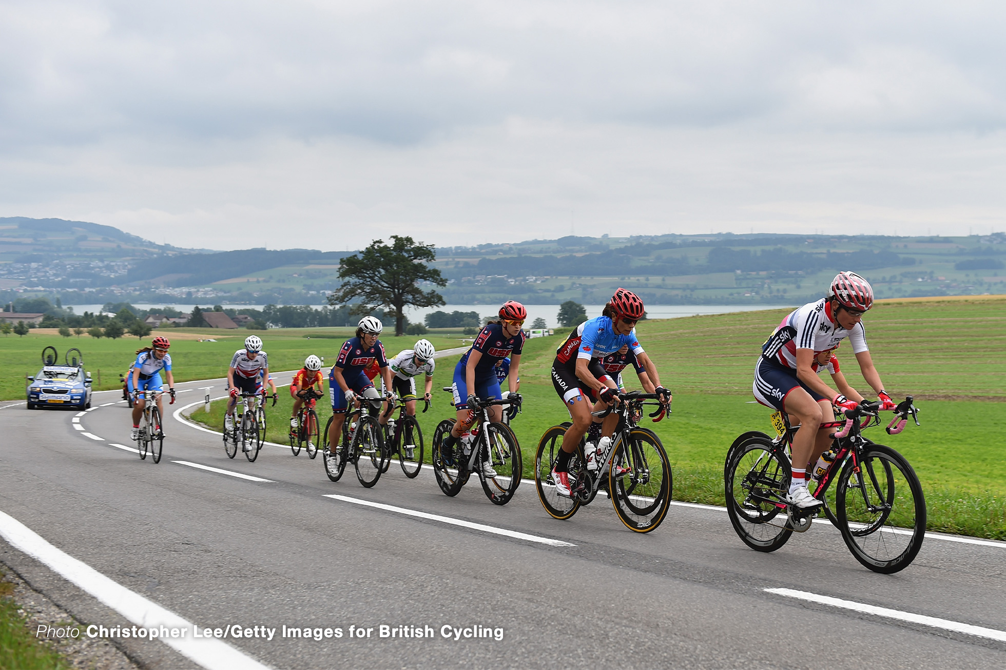 LUCERNE, SWITZERLAND - AUGUST 01: Dame Sarah Storey of Great Britain leads the pack before she breaks away to win the WC5 Road Race during the Road Race on Day 4 of the UCI Para-Cycling Road World Championship on August 1, 2015 in Lucerne, Switzerland. (Photo by Christopher Lee/Getty Images for British Cycling)