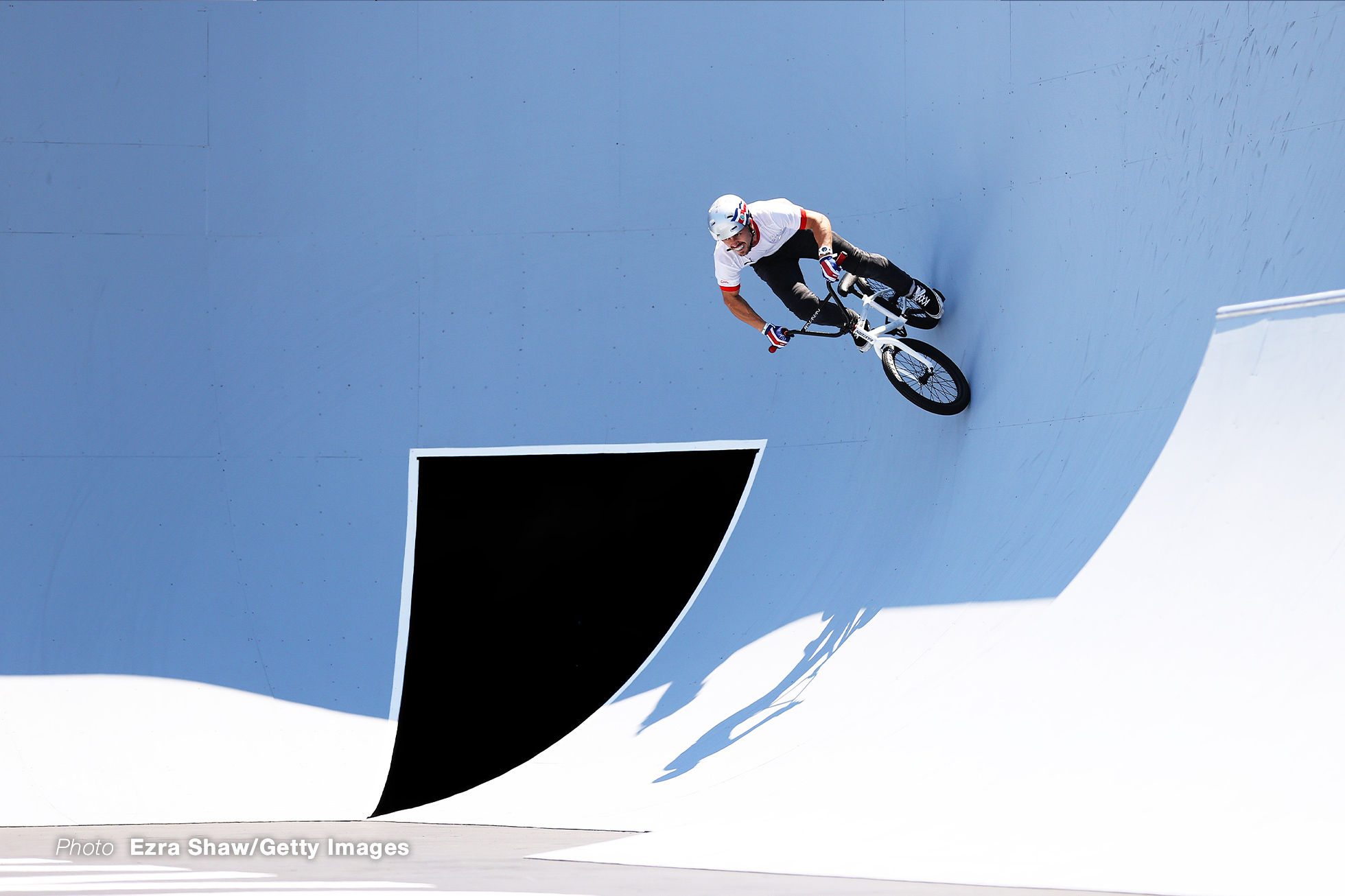 TOKYO, JAPAN - AUGUST 01: Kenneth Tencio Esquivel of Team Costa Rica competes during the Men's Park Final, run 2 of the BMX Freestyle on day nine of the Tokyo 2020 Olympic Games at Ariake Urban Sports Park on August 01, 2021 in Tokyo, Japan. (Photo by Ezra Shaw/Getty Images)