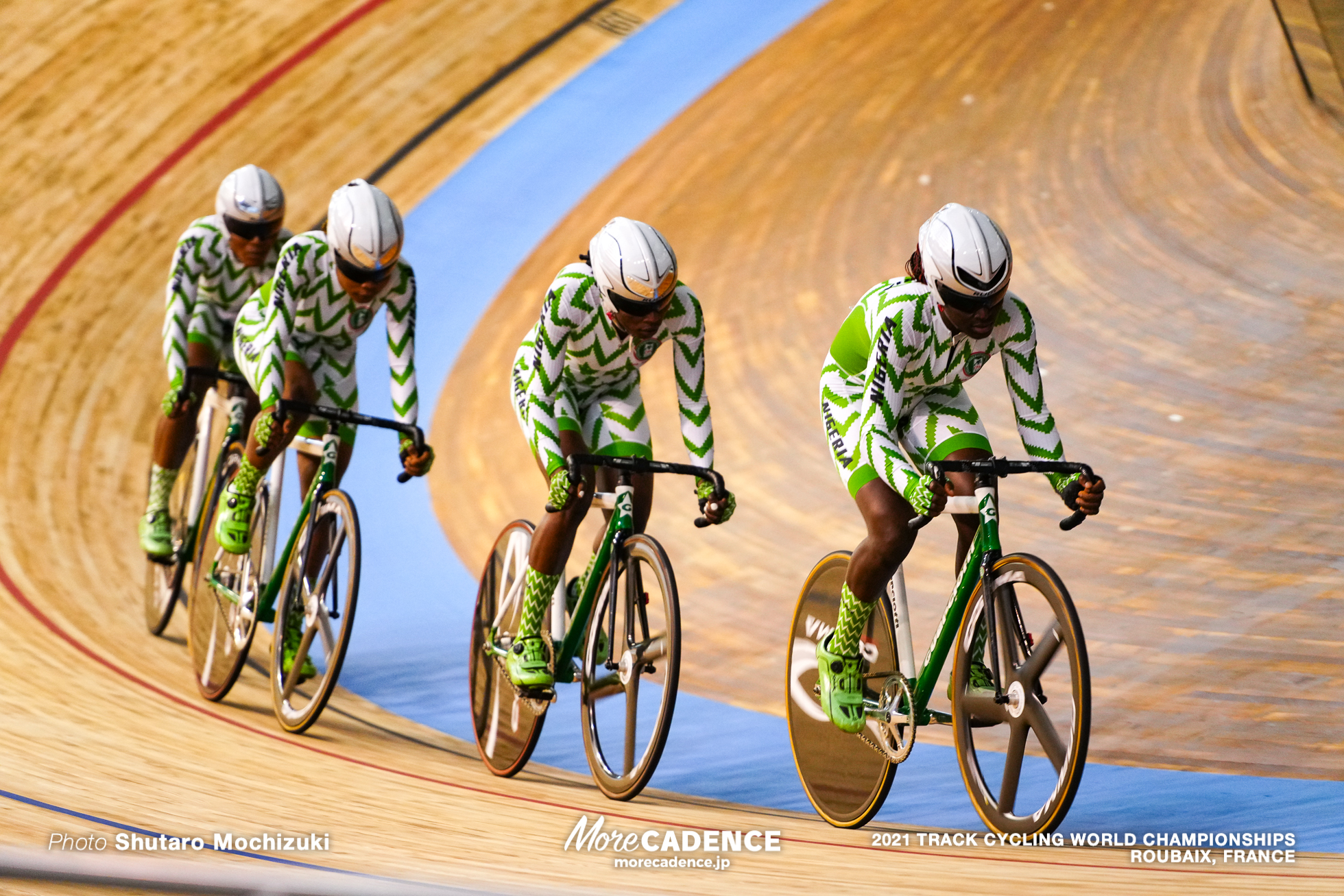 Women's Team Pursuit Qualifying / 2021 Track Cycling World Championships, Roubaix, Ayuba Grace（NGR）, Samuel Mary（NGR）, Ukpesraye Ese（NGR）, Yekeen Tawakalt（NGR）