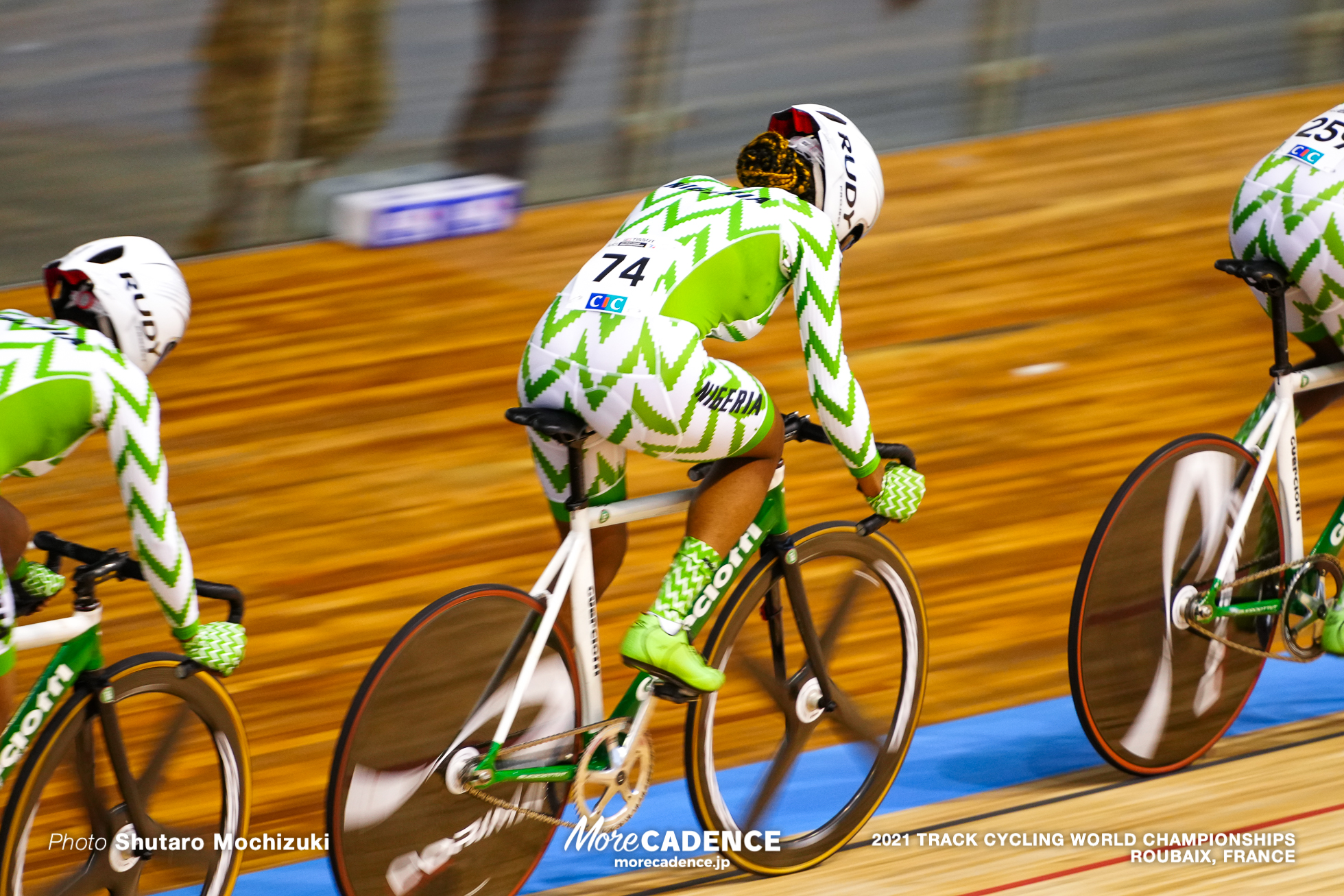 Women's Team Pursuit Qualifying / 2021 Track Cycling World Championships, Roubaix, Ayuba Grace（NGR）, Samuel Mary（NGR）, Ukpesraye Ese（NGR）, Yekeen Tawakalt（NGR）