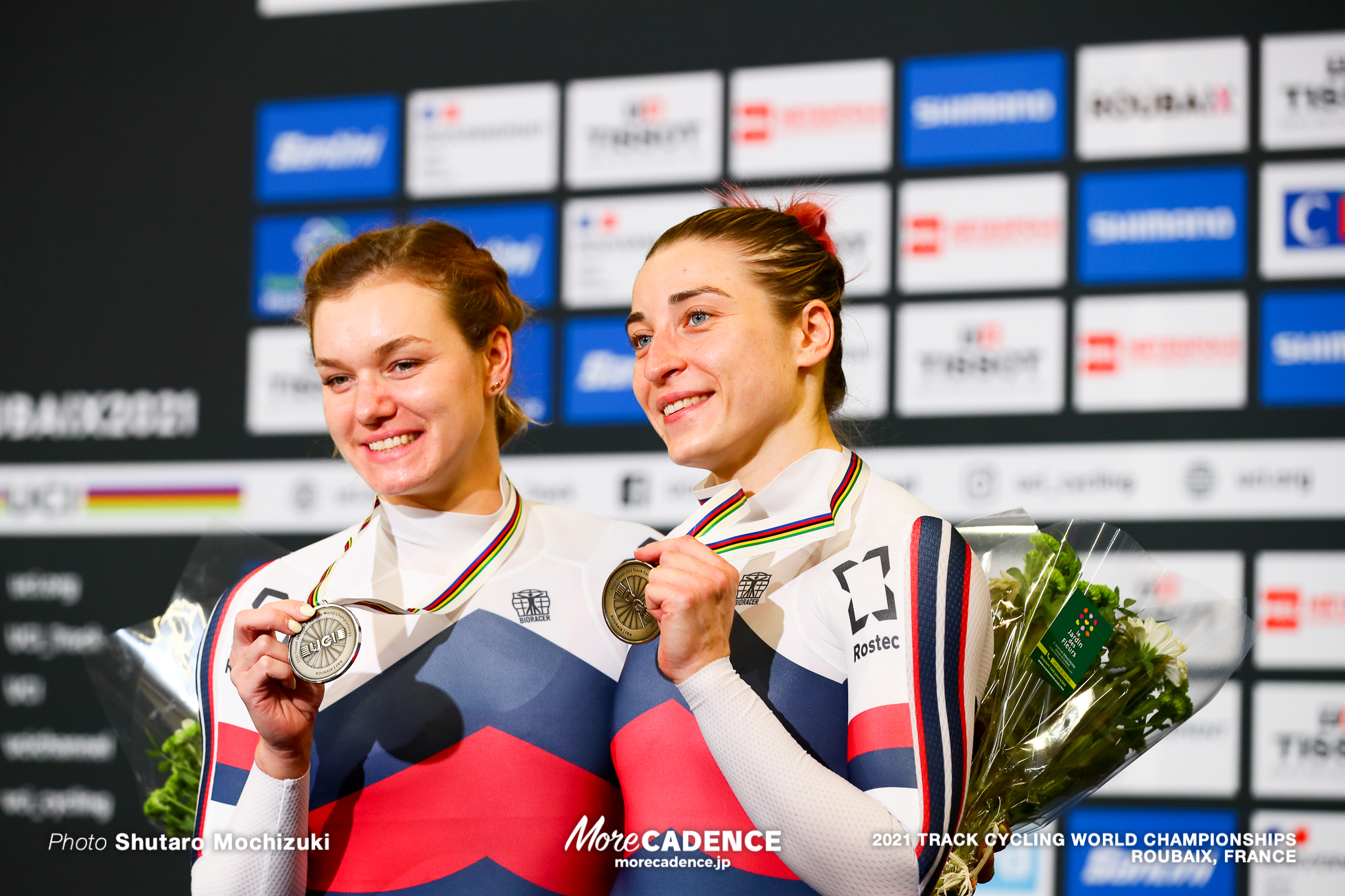 Women's 500m Time Trial Podium / 2021 Track Cycling World Championships, Roubaix, VOINOVA Anastasiia（RCF）アナスタシア・ボイノワ, SHMELEVA Daria（RCF）ダリア・シュメレワ