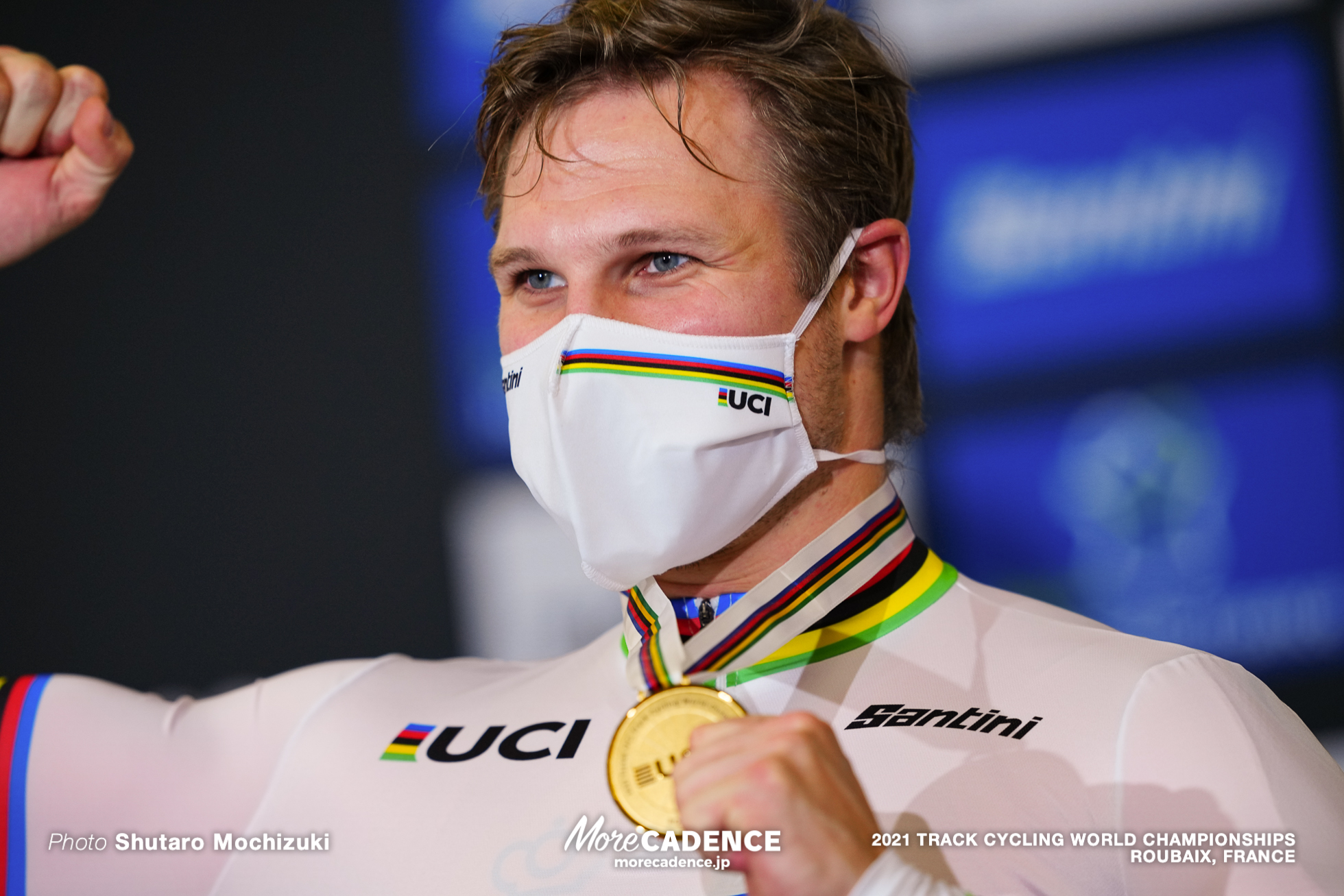 Men's 1km Time Trial Podium / 2021 Track Cycling World Championships, Roubaix, HOOGLAND Jeffrey（NED）ジェフリー・ホーフラント