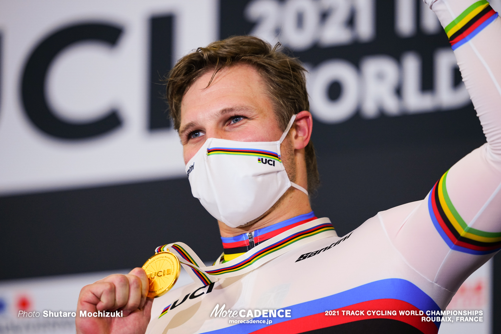 Men's 1km Time Trial Podium / 2021 Track Cycling World Championships, Roubaix, HOOGLAND Jeffrey（NED）ジェフリー・ホーフラント