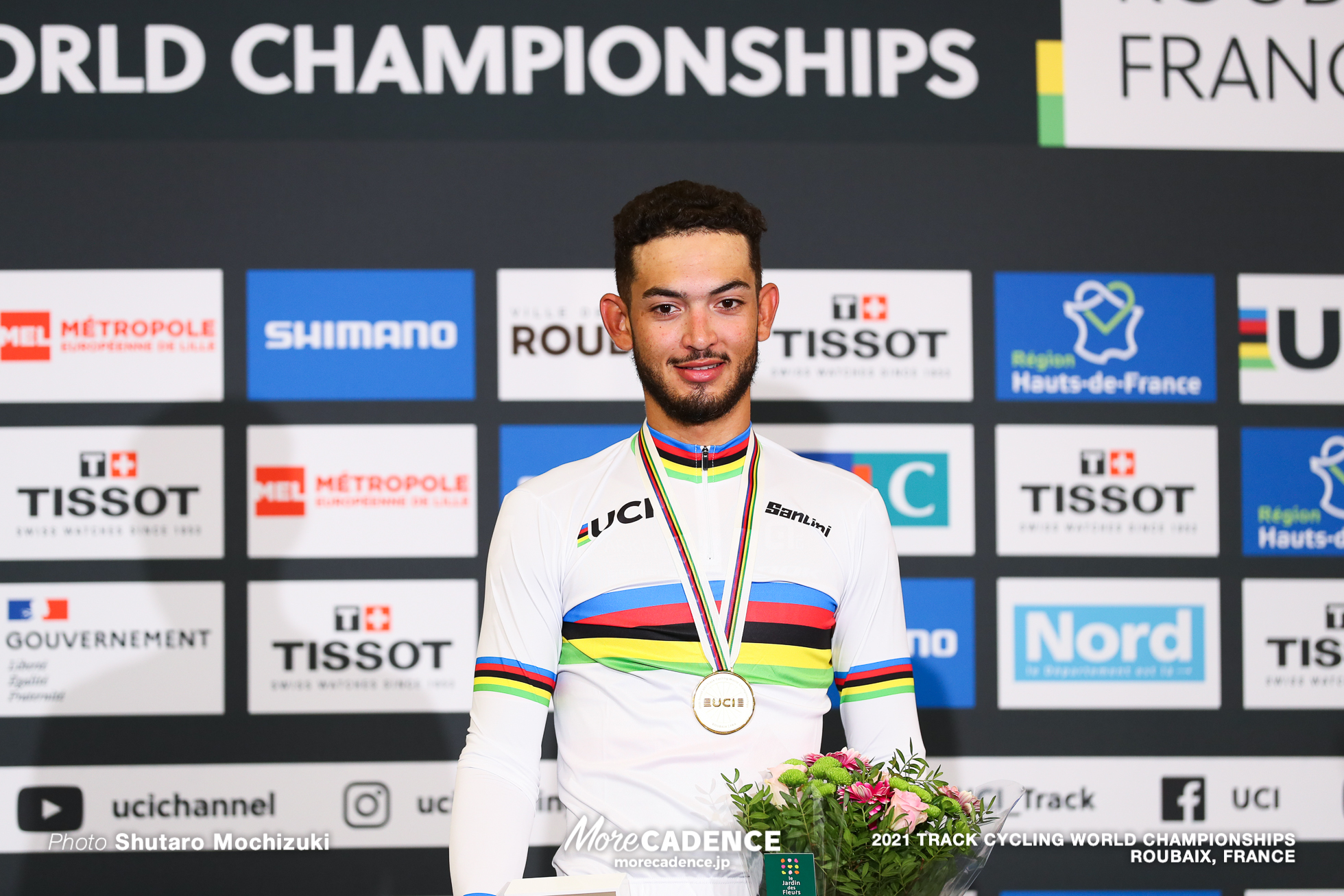 Men's Scratch Race Podium / 2021 Track Cycling World Championships, Roubaix, GRONDIN Donavan（FRA）ドノヴァン・ゴロンダン