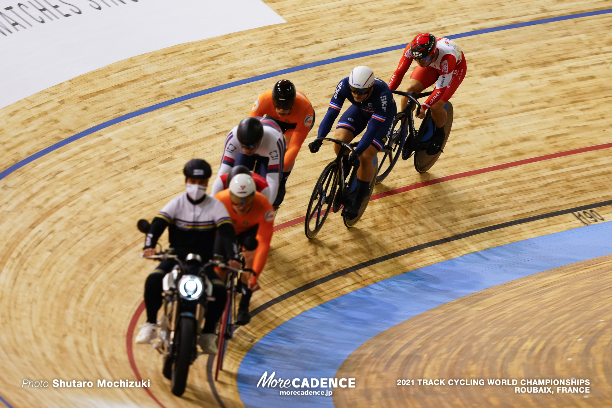 Men's Keirin Finals 1-6 / 2021 Track Cycling World Championships, Roubaix, HELAL Rayan（FRA）ライアン・エラル, YAMASAKI Kento（JPN）山﨑賢人, LAVREYSEN Harrie（NED）ハリー・ラブレイセン, IAKOVLEV Mikhail（RCF）ミクヘイル・イアコフレフ, HOOGLAND Jeffrey（NED）ジェフリー・ホーフラント