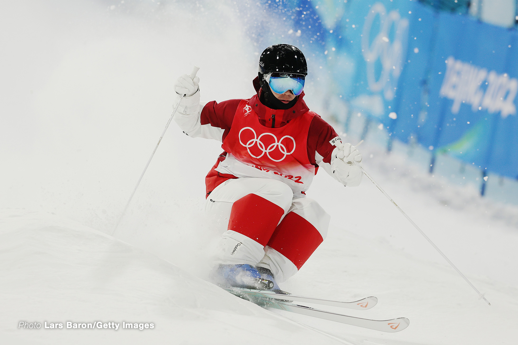 ZHANGJIAKOU, CHINA - FEBRUARY 01: Hara Daichi of Team Japan trains during the Men's Freestyle Skiing Moguls training session ahead of Beijing 2022 Winter Olympic Games at the Genting Snow Park on February 01, 2022 in Zhangjiakou, China. (Photo by Lars Baron/Getty Images)