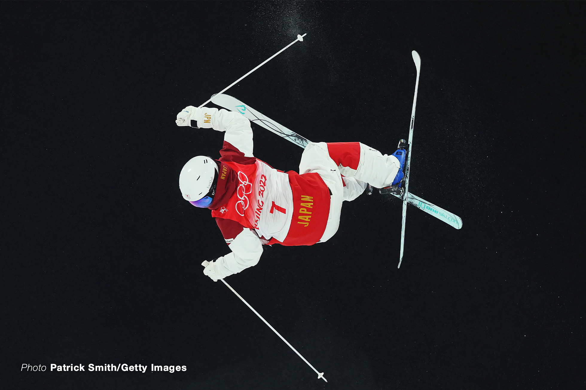 ZHANGJIAKOU, CHINA - FEBRUARY 03: Daichi Hara of Team Japan performs a trick during the Men's Freestyle Skiing Moguls Qualification during the Beijing 2022 Winter Olympic Games at Genting Snow Park on February 03, 2022 in Zhangjiakou, China. (Photo by Patrick Smith/Getty Images)