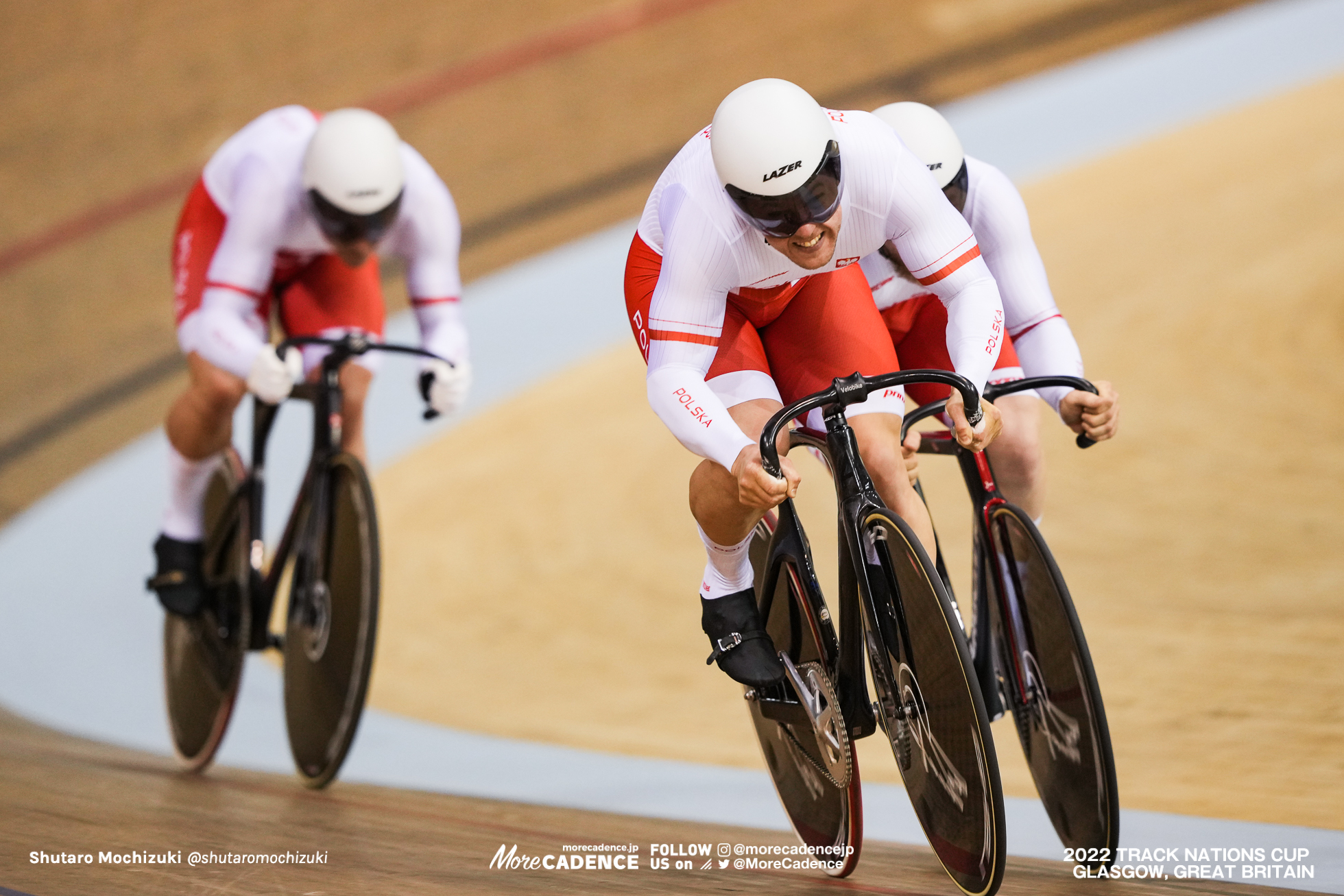 マチェイ・ビエレツキ BIELECKI Maciej, ダニエル・ロチュナ ROCHNA Daniel, ラファル・サルネツキ SARNECKI Rafal, POL - Poland, Men's Team Sprint, 2022 Track Nations Cup, Glasgow, Great Britain