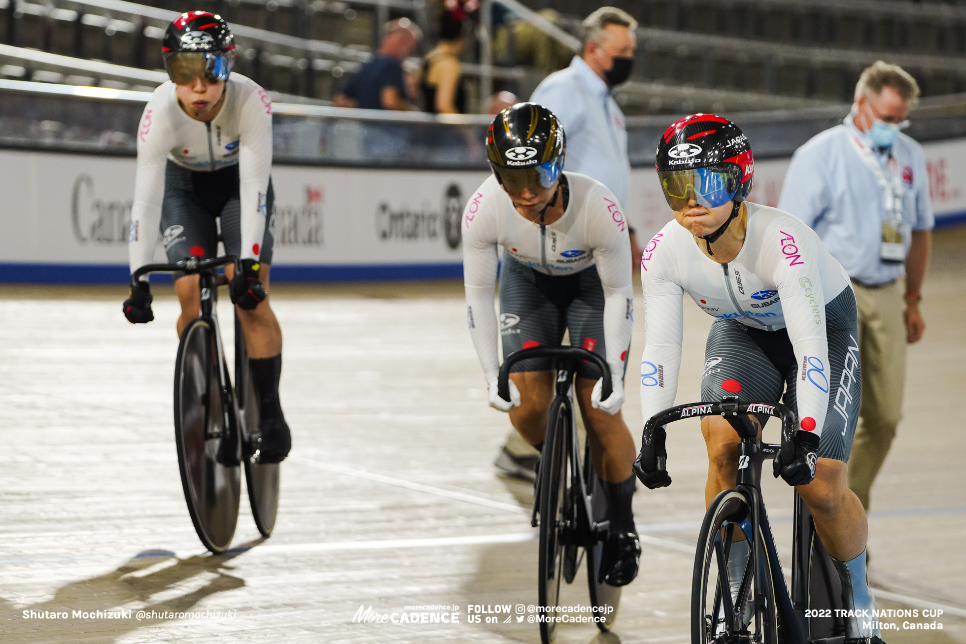 梅川風子 UMEKAWA Fuko, 太田りゆ OHTA Riyu, 佐藤水菜 SATO Mina, JPN - Japan, First Round, Women's Team Sprint, 2022 Track Nations Cup, Milton, Canada