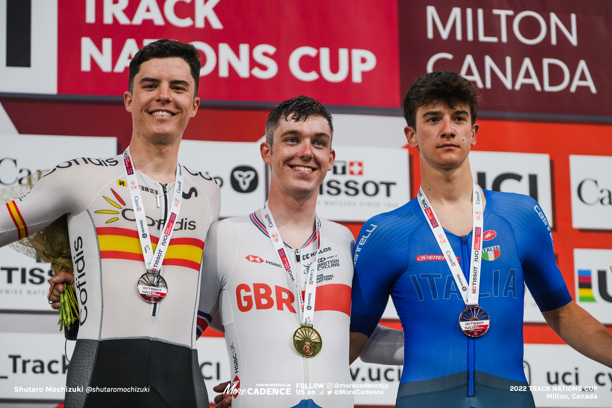 リース・ブリットン BRITTON Rhys, GBR, エリック・マルトレル ハガ MARTORELL HAGA Erik, ESP, マッティア・ビナッツィ PINAZZI Mattia, ITA, Men's Scratch, 2022 Track Nations Cup, Milton, Canada