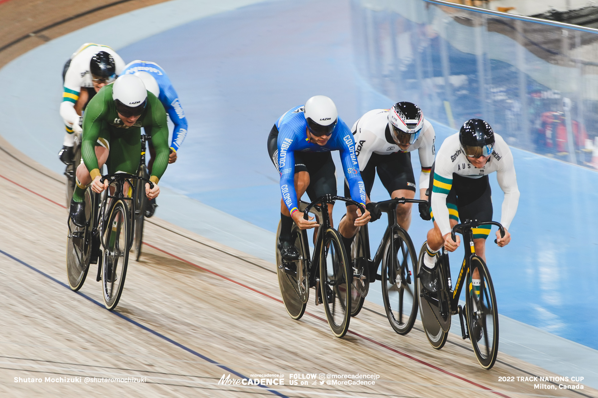 サンティアゴ・ラミレス モラレス RAMIREZ MORALES Santiago, COL, ジャック・カーリン CARLIN Jack , TIN, マシュー・リチャードソン RICHARDSON Matthew, AUS, Final 1-6, Men's Keirin, 2022 Track Nations Cup, Milton, Canada