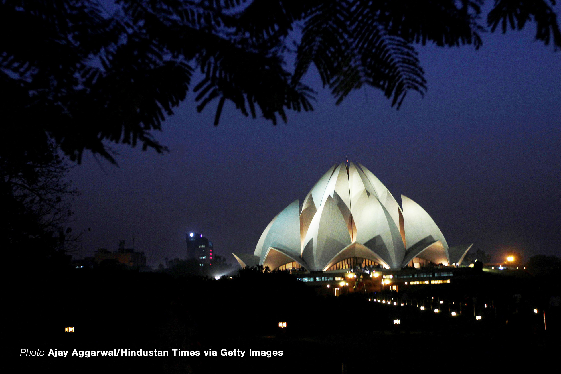 NEW DELHI, INDIA - NOVEMBER 10: The Baha'i House of Worship popularly known as Lotus Temple on November 10, 2011 in New Delhi, India. The temple will be commemorating its 25th anniversary on November 12 and 13, 2011. (Photo by Ajay Aggarwal/Hindustan Times via Getty Images)