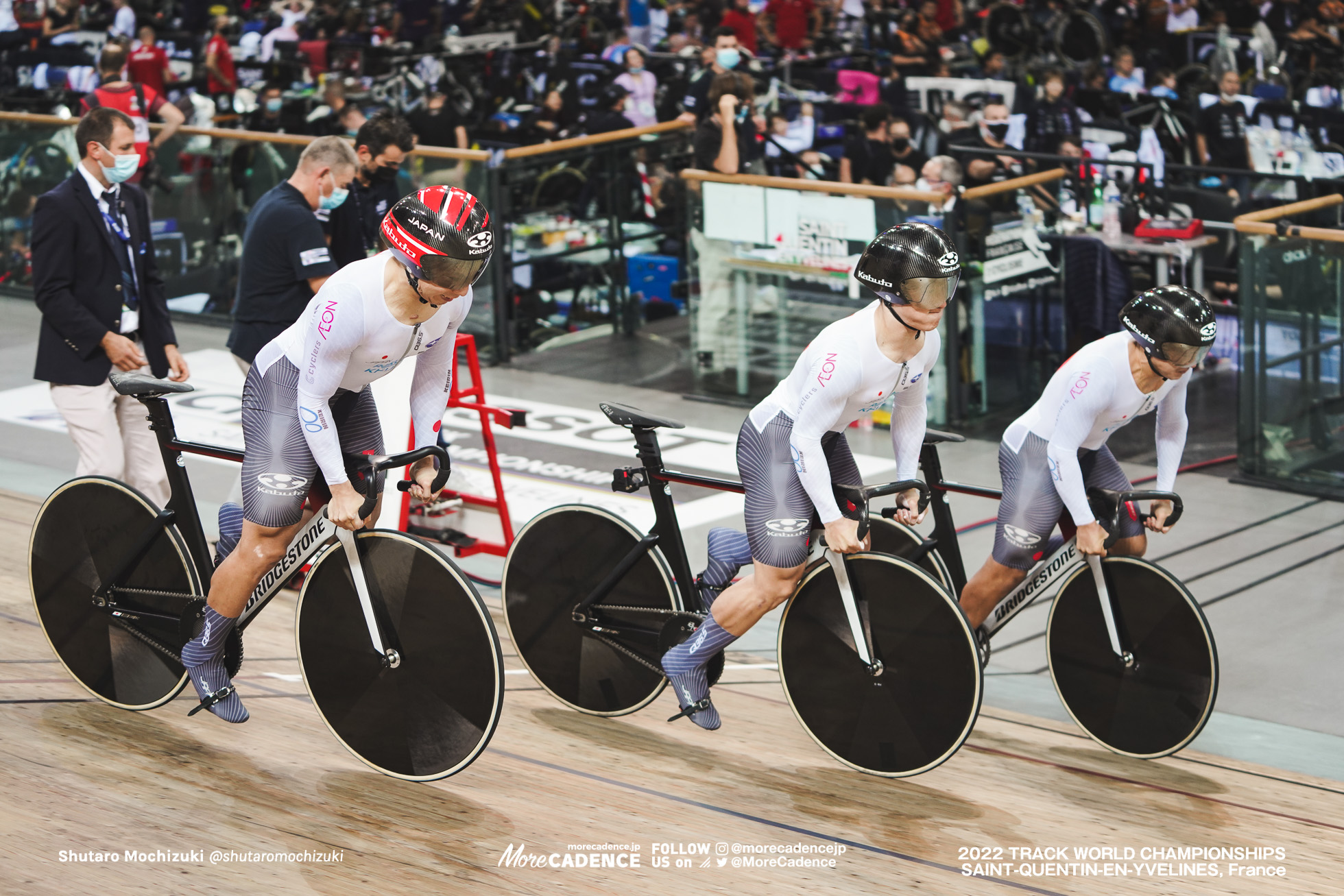 長迫吉拓, NAGASAKO Yoshitaku, 太田海也, OTA Kaiya, 小原佑太, OBARA Yuta, JPN, Qualifying, Men's Team Sprint, 2022 Track World Championships, Saint-Quentin-en-Yvelines, France