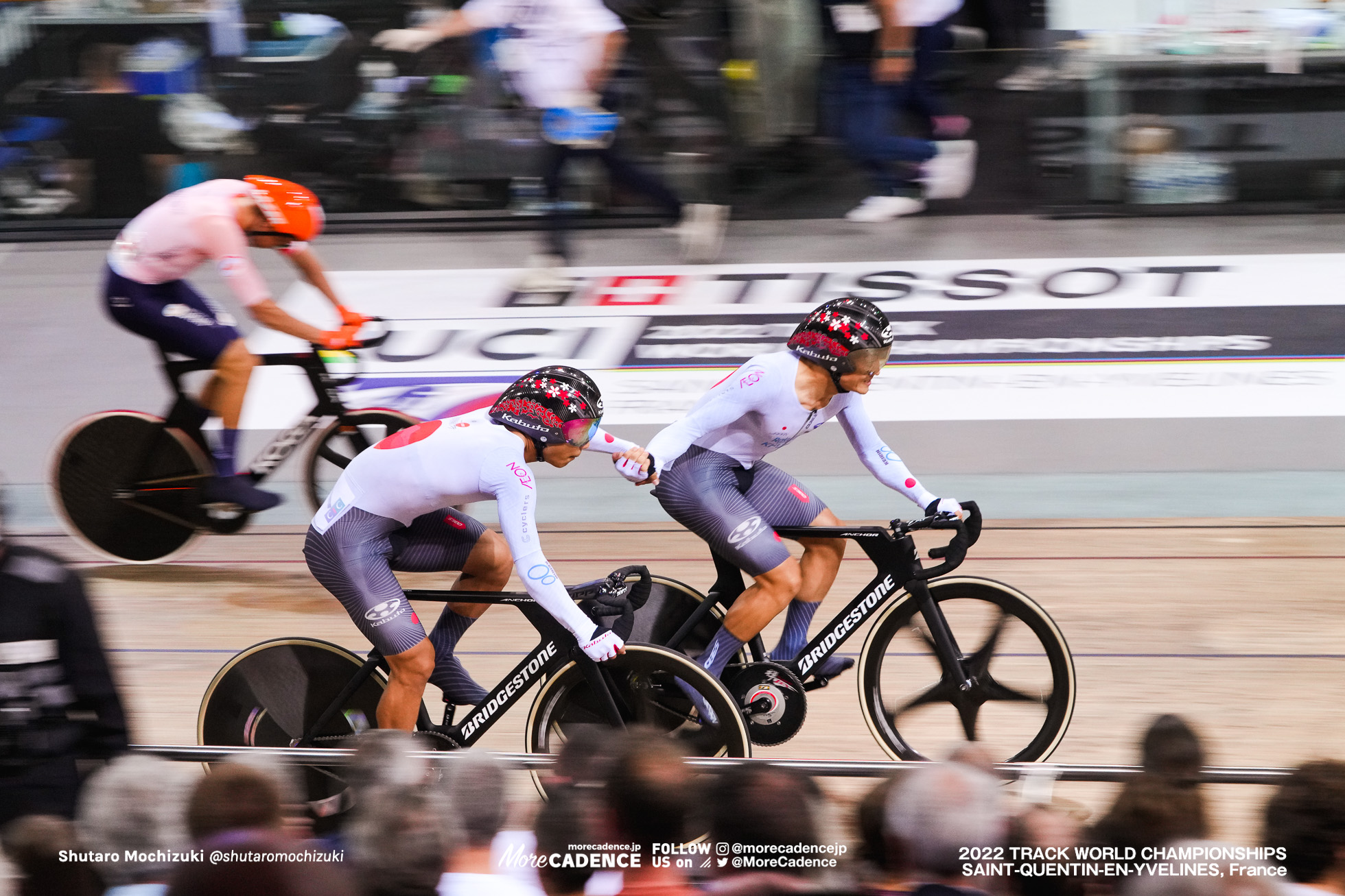 今村駿介, IMAMURA Shunsuke, 窪木一茂, KUBOKI Kazushige, JPN, Men's Madison, 2022 Track World Championships, Saint-Quentin-en-Yvelines, France