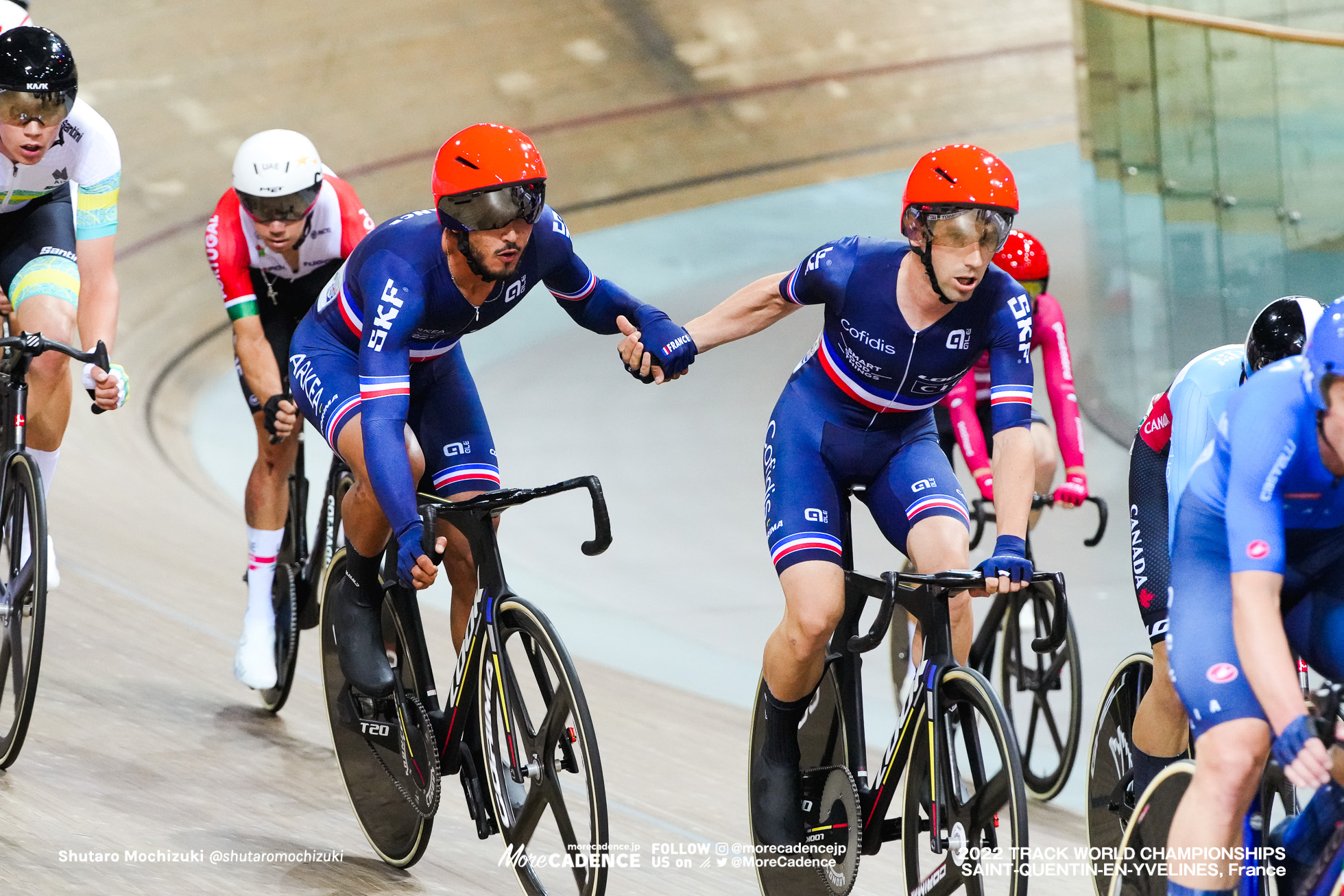 ドノヴァン・ゴロンダン, GRONDIN Donavan, ベンジャミン・トマ, THOMAS Benjamin, FRA, Men's Madison, 2022 Track World Championships, Saint-Quentin-en-Yvelines, France