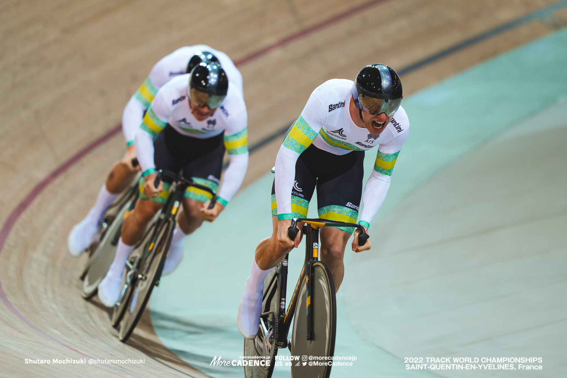 レイ・ホフマン, HOFFMAN Leigh, マシュー・リチャードソン, RICHARDSON Matthew, マシュー・グレーツァー, GLAETZER Matthew, AUS, Final for Gold, Men's Team Sprint, 2022 Track World Championships, Saint-Quentin-en-Yvelines, France