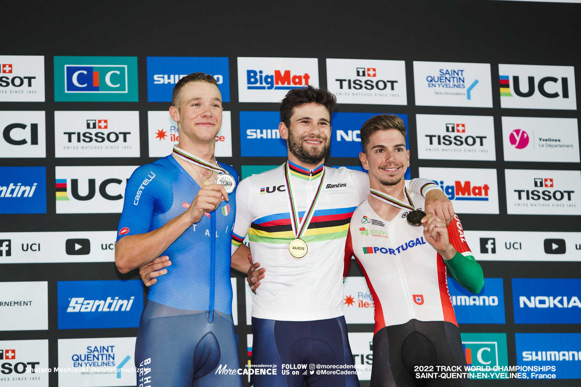 フィリポ・ガンナ, GANNA Filippo, ITA, ジョナサン・ミラン, MILAN Jonathan, ITA, イボ・オリベイラ, ALVES OLIVEIRA Ivo Manuel, POR,Finals, Men's Individual Pursuit, 2022 Track World Championships, Saint-Quentin-en-Yvelines, France