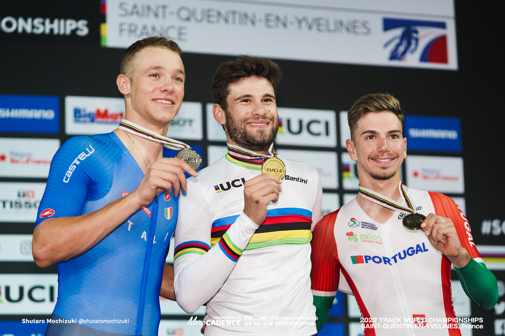 フィリポ・ガンナ, GANNA Filippo, ITA, ジョナサン・ミラン, MILAN Jonathan, ITA, イボ・オリベイラ, ALVES OLIVEIRA Ivo Manuel, POR,Finals, Men's Individual Pursuit, 2022 Track World Championships, Saint-Quentin-en-Yvelines, France