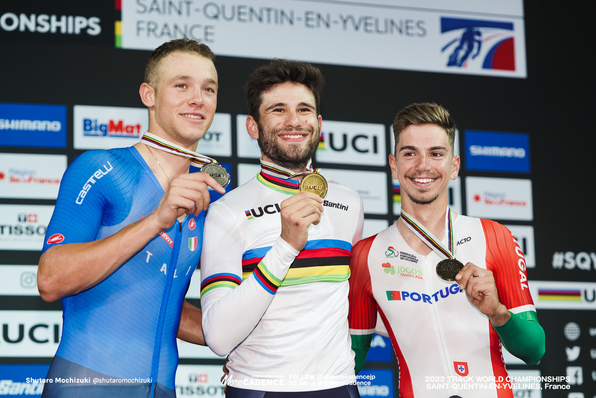 フィリポ・ガンナ, GANNA Filippo, ITA, ジョナサン・ミラン, MILAN Jonathan, ITA, イボ・オリベイラ, ALVES OLIVEIRA Ivo Manuel, POR,Finals, Men's Individual Pursuit, 2022 Track World Championships, Saint-Quentin-en-Yvelines, France