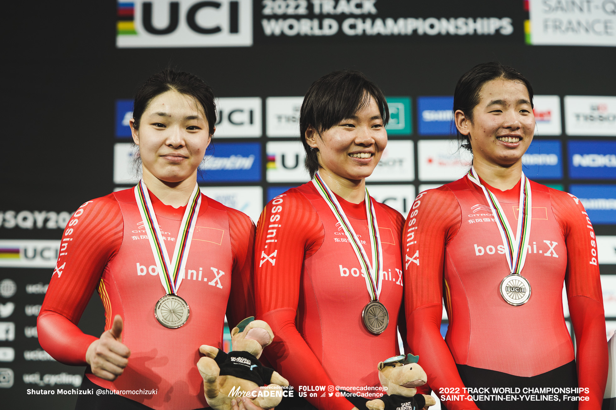 バオ・シャンジュー, BAO Shanju, グオ・ユーファン, GUO Yufang, ユアン・リイン, YUAN Liying, CHN, Women's Team Sprint, 2022 Track World Championships, Saint-Quentin-en-Yvelines, France