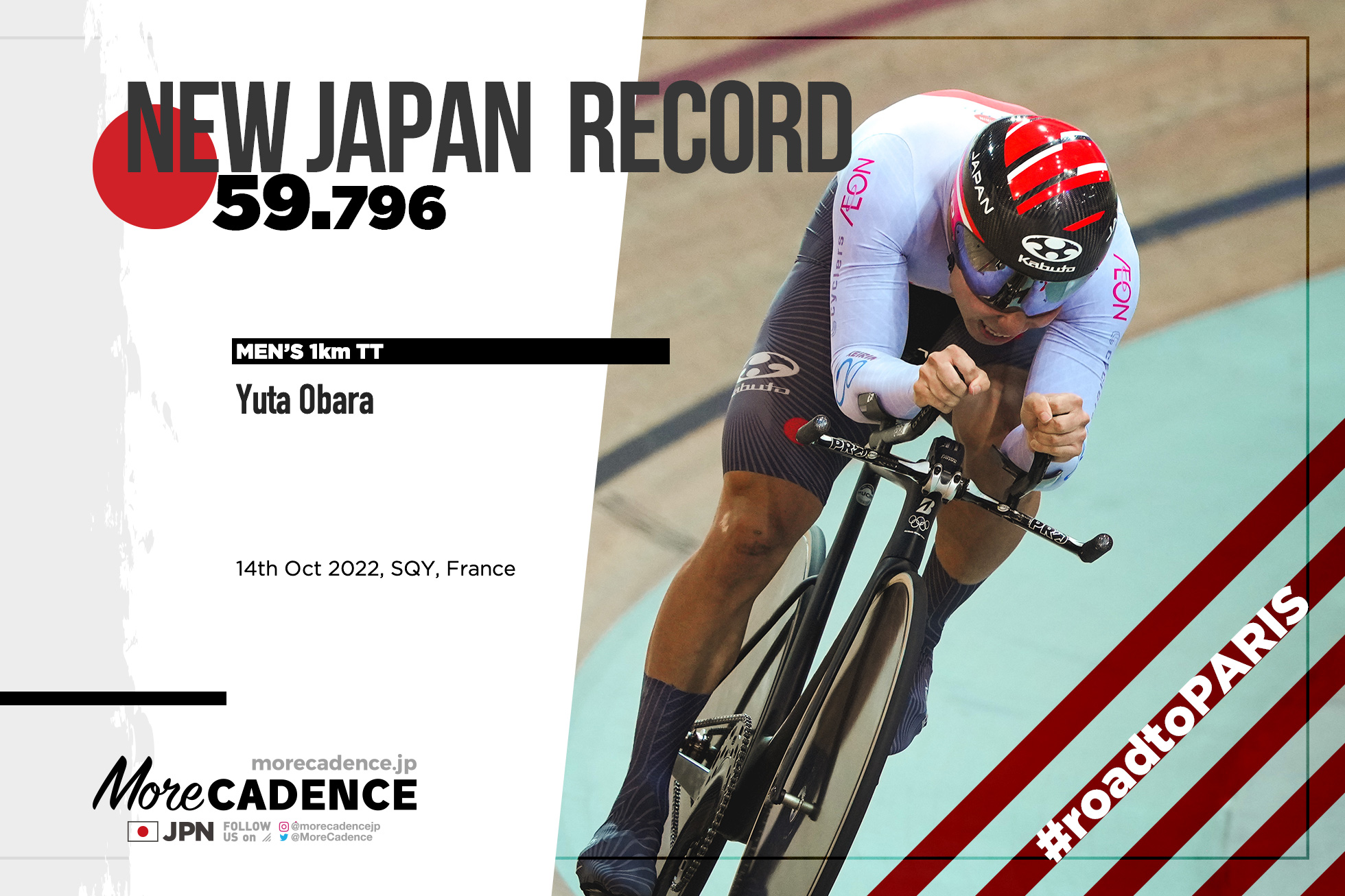 小原佑太 / Yuta Obara, JPN, Men's 1km TT, 2022 Track World Championships, Saint-Quentin-en-Yvelines, France