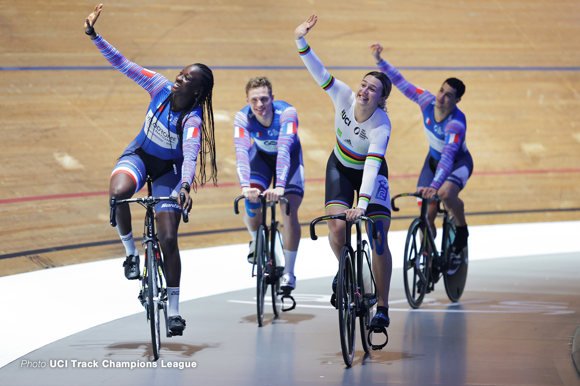 Marie Divine Kouame of France and Mathilde Gros of France, UCI Track Champions League