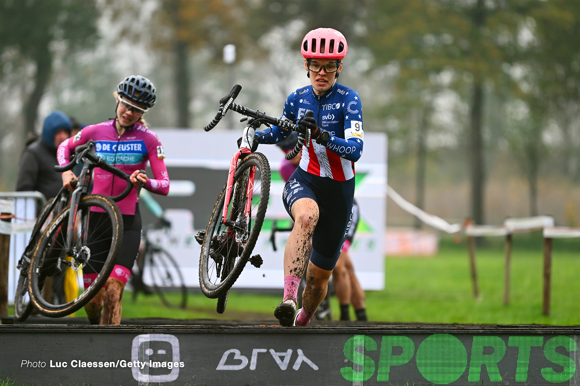 RIJKEVORSEL, BELGIUM - NOVEMBER 19: Clara Honsinger of The United States and Team EF Education- Tibco- Svb competes during the 36th Superprestige Merksplas 2022 - Women's Elite / #Superprestige2023 / #CXWorldCup / #CycloCross / on November 19, 2022 in Rijkevorsel, Belgium. (Photo by Luc Claessen/Getty Images)