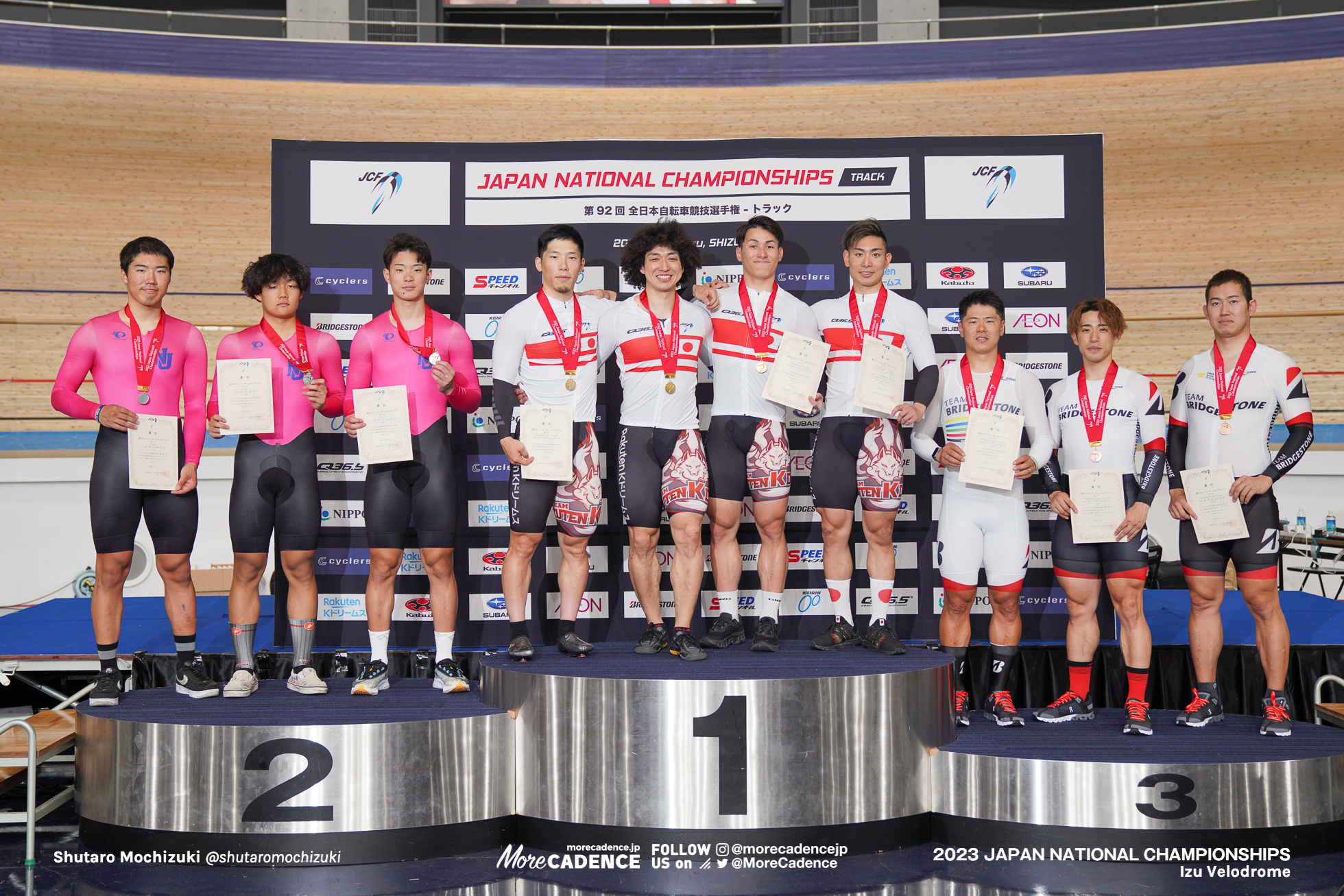 Team Rakuten K Dreams, 小原佑太, 太田海也, 山﨑賢人, 寺崎浩平, 日本大学, 三神遼矢, 邊見竜馬, 伊藤京介, TEAM BRIDGESTONE Cycling, 脇本雄太, 新山響平, 長迫吉拓, 決勝, 男子エリート, チームスプリント, 2023全日本選手権トラック, 伊豆ベロドローム