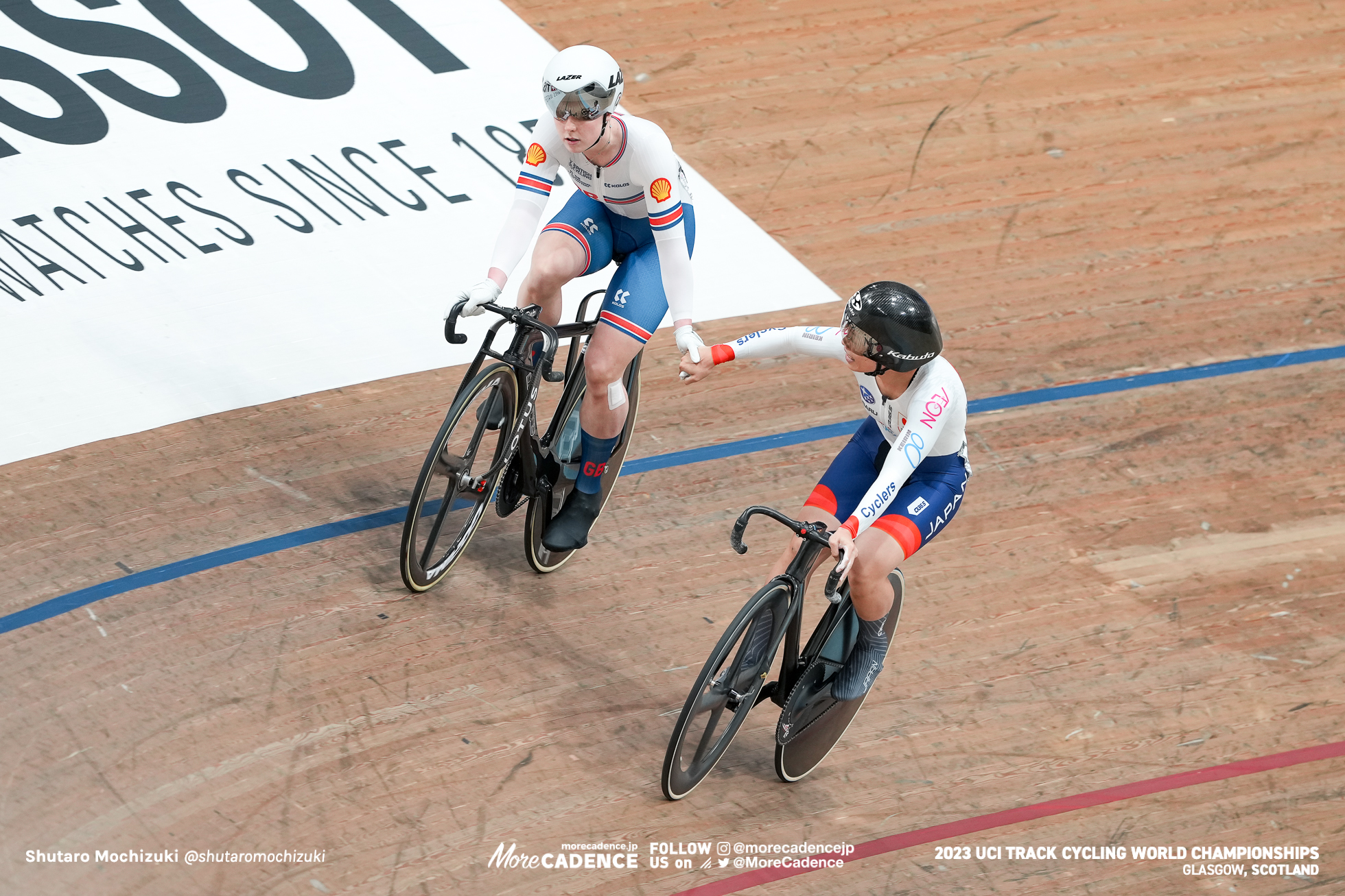 エマ・フィヌカン, FINUCANE Emma, GBR, 佐藤水菜, SATO Mina, JPN, 女子スプリント 2回戦, WOMEN Elite Sprint 1/8 Finals, 2023世界選手権トラック グラスゴー, 2023 UCI CYCLING WORLD CHAMPIONSHIPS TRACK Glasgow, Great Britain