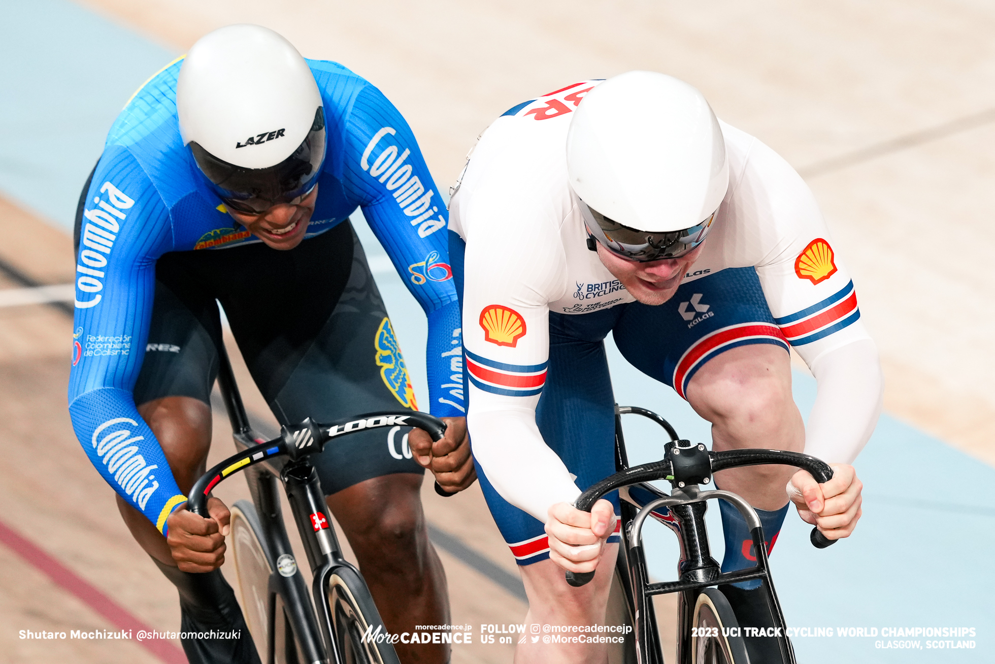 ジャック・カーリン, CARLIN Jack（GBR） , ケビン・キンテロ, QUINTERO CHAVARRO Kevin Santiago（COL） ,Men Elite Sprint, 1/8 Finals, 2023 Track World Championships, Glasgow, Great Britain