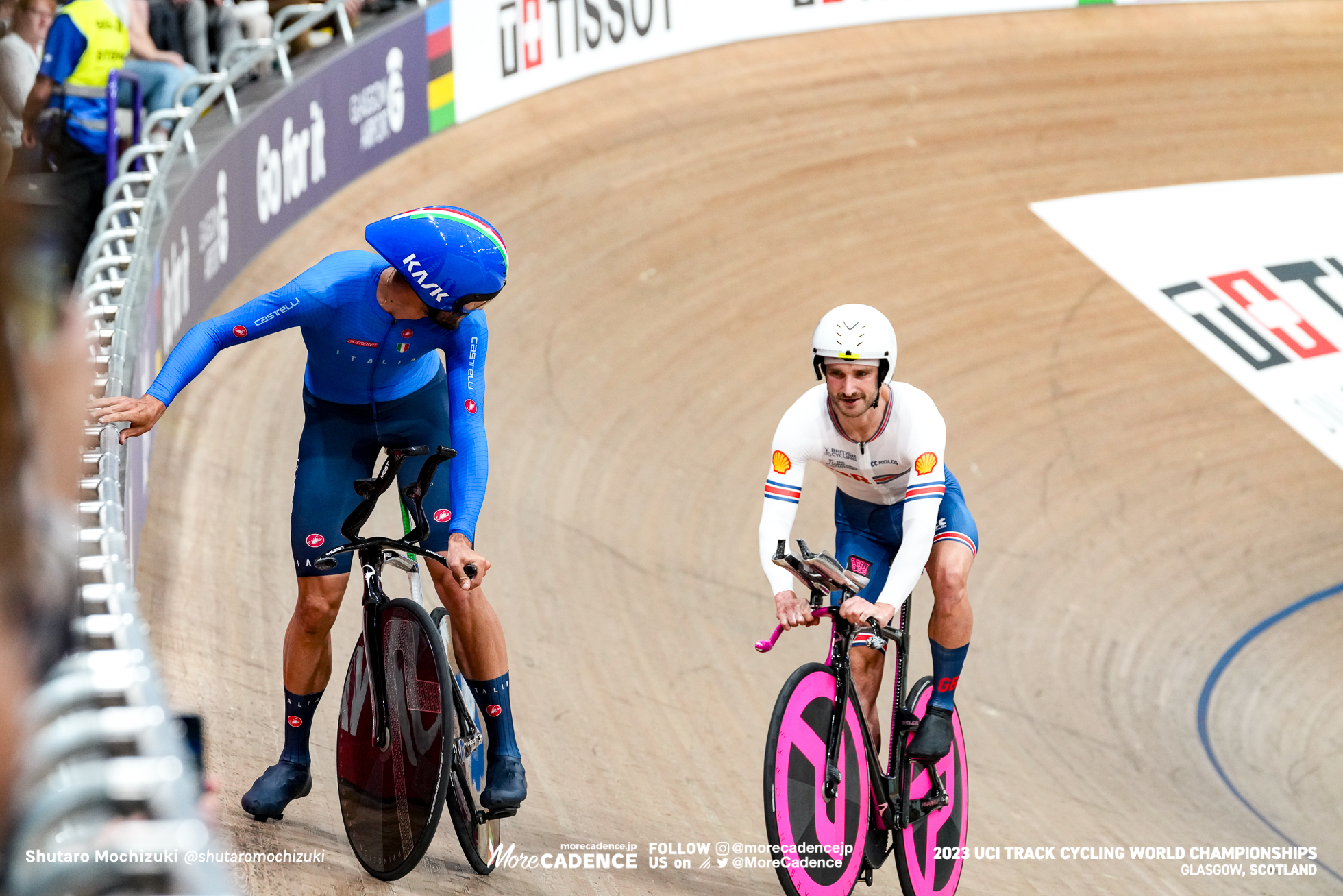 フィリポ・ガンナ, GANNA Filippo, ITA, ダニエル・ビッガム, BIGHAM Daniel, GBR, 男子個人パシュート 決勝, MEN Elite Individual Pursuit Finals, 2023世界選手権トラック グラスゴー, 2023 UCI CYCLING WORLD CHAMPIONSHIPS TRACK Glasgow, Great Britain