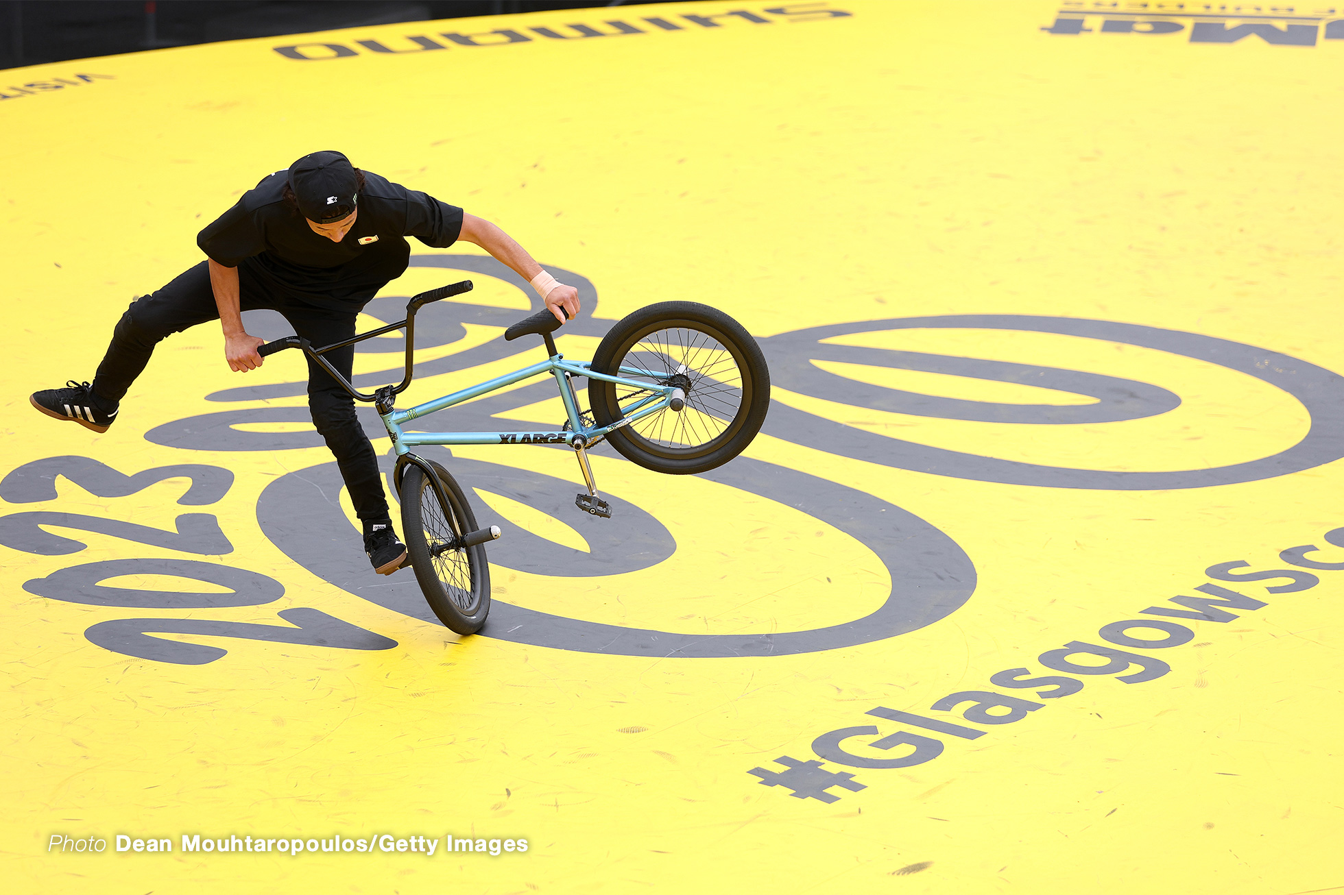 GLASGOW, SCOTLAND - AUGUST 09: Moto Sasaki of Japan competes during the BMX Freestyle Flatland - Men Elite - Semi-Final at the 96th UCI Cycling World Championships Glasgow 2023, Day 7 / #UCIWT / on August 09, 2023 in Glasgow, Scotland. (Photo by Dean Mouhtaropoulos/Getty Images)